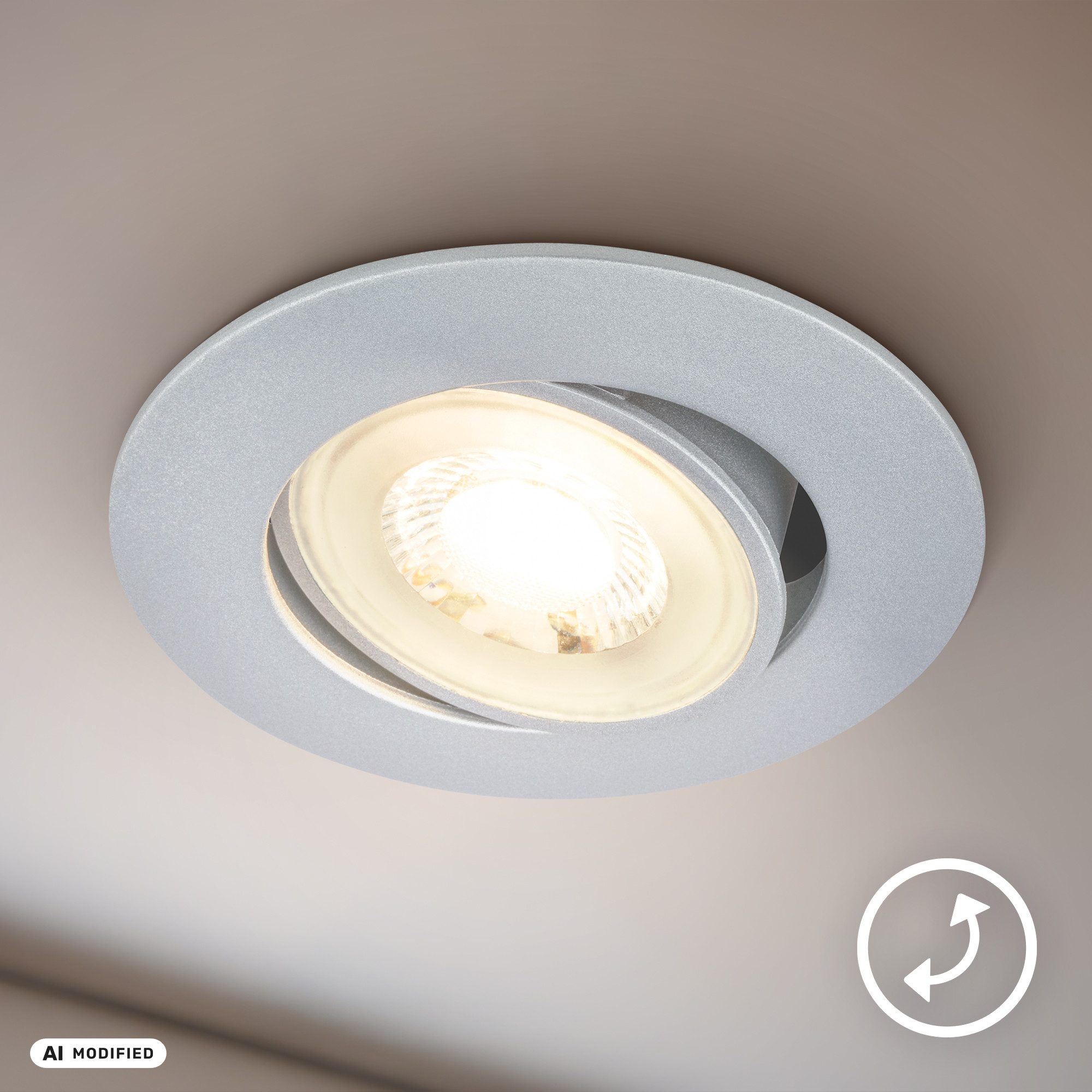 Briloner Leuchten LED Einbauleuchte Einbaustrahler 3er Set Dimmbar Schwenkbar, Standard, LED fest integriert, Warmweiß, 90x24 mm, Wohnzimmer, Flur