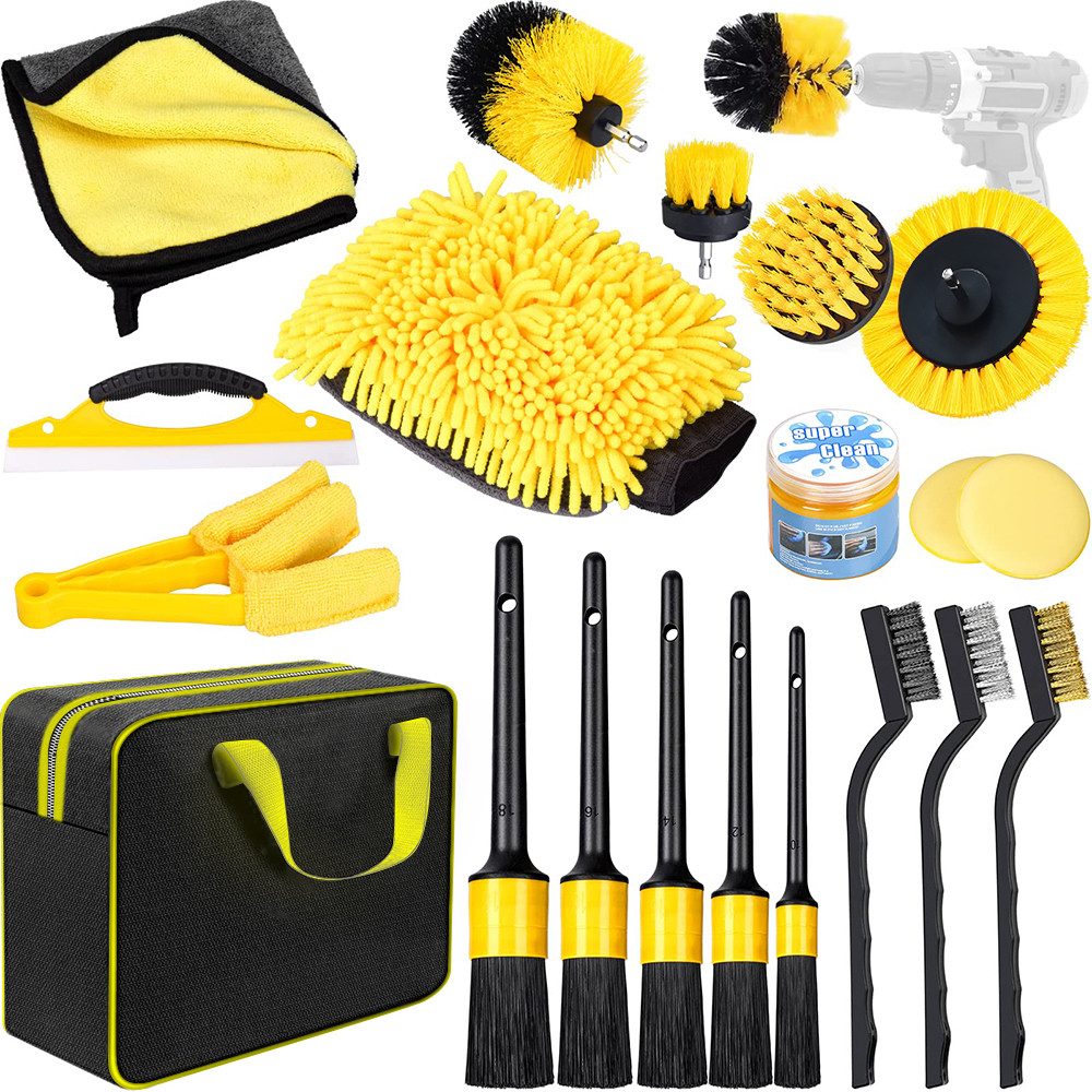Autowaschbürste Auto Reinigungsset, 20 Pcs Set für Auto Reinigung Innenraum und Außen