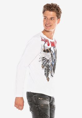 Cipo & Baxx Langarmshirt mit coolem Schädel-Print