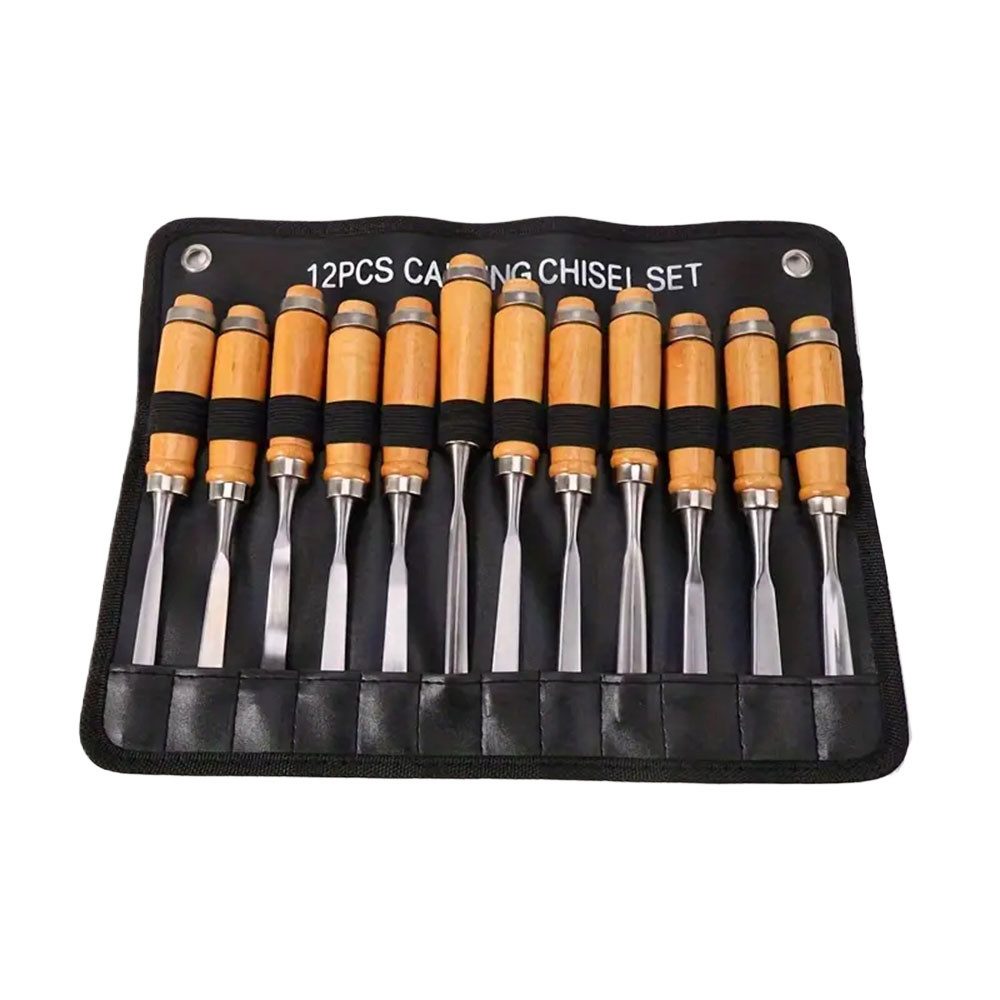PODOFO Schnitzgerät 12er Set Holzschnitzmeißel Scharfes Holzbearbeitungswerkzeug, 12-St.