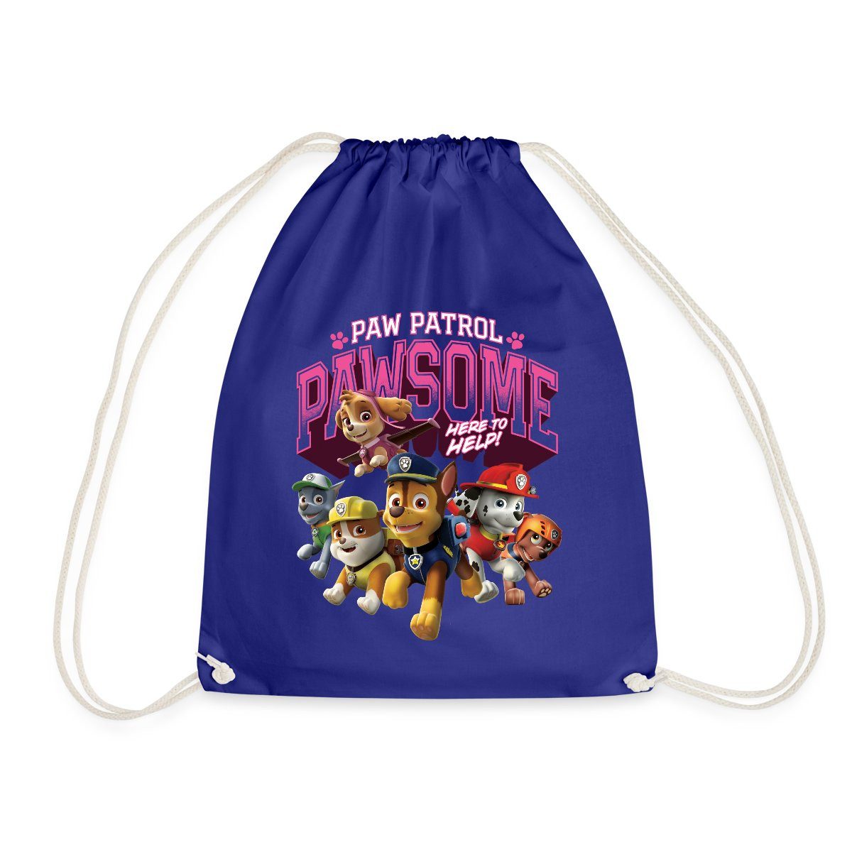 Spreadshirt Turnbeutel Paw Patrol Pawsome Here To Help Spruch Rosa Turnbeutel (1-tlg)