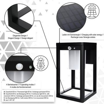Kiom Außen-Wandleuchte Solar Wandleuchte Reykja schwarz Sensor 600 lm, Bewegungsmelder und Dauerlicht, LED, LED-Leuchtmittel fest verbaut, warmweiß