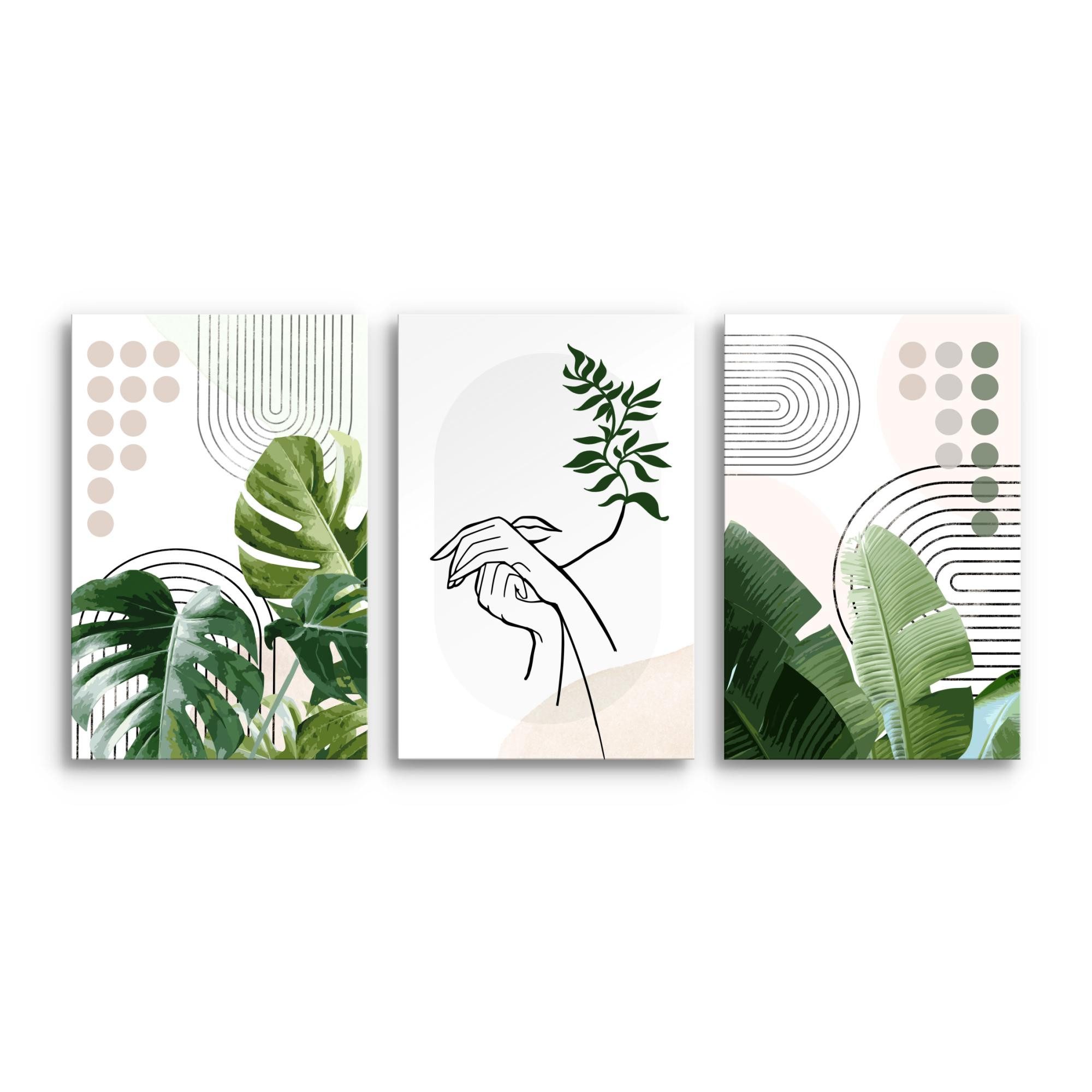 Novart XXL-Wandbild Wandbilder Wohnzimmer Modern Abstrakt Figuren Blätter günstig online kaufen