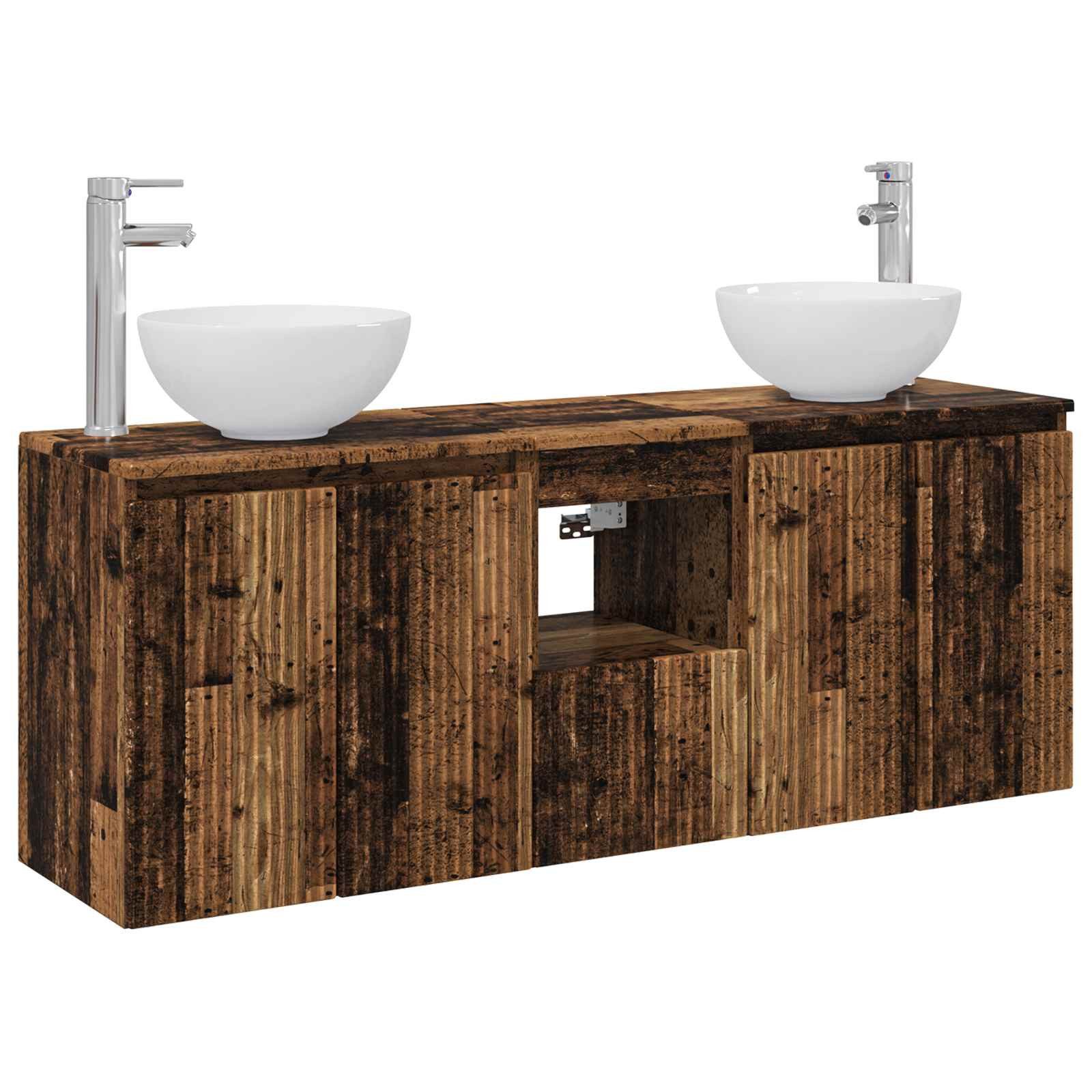 vidaXL Badezimmerspiegelschrank Badezimmerschrank-Set 3 stk. Altholz 49,5 x 41 x 64,5 cm (3-St)