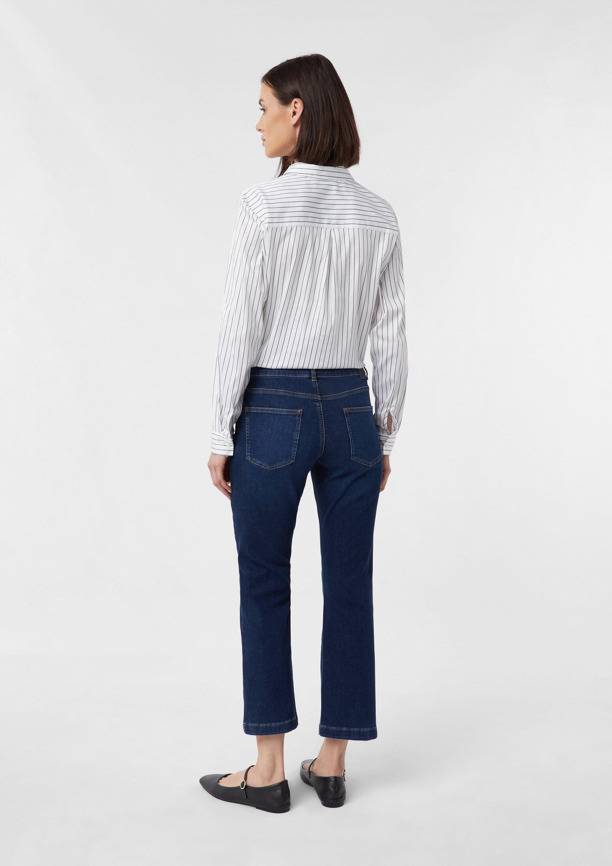 comma Bootcut-Jeans Jeans-Hose Cropped Jeans mit Flared Leg und Waschung