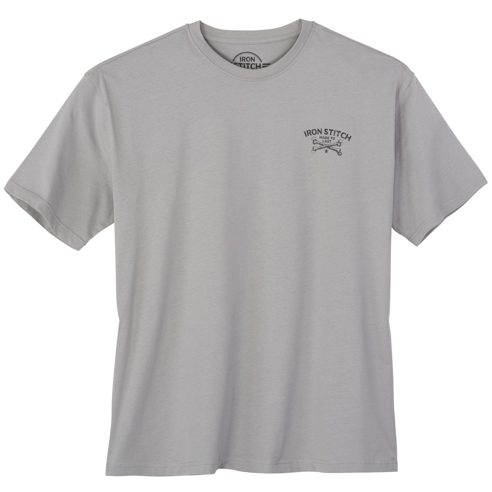 Iron Stitch Print-Shirt Iron Stitch Totenkopfprint Übergröße T-Shirt grau günstig online kaufen