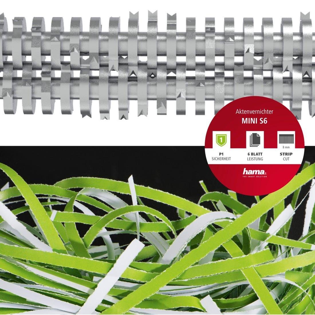 Hama Aktenvernichteraufsatz "Mini S6", Schredder mit Sicherheitsstufe P1