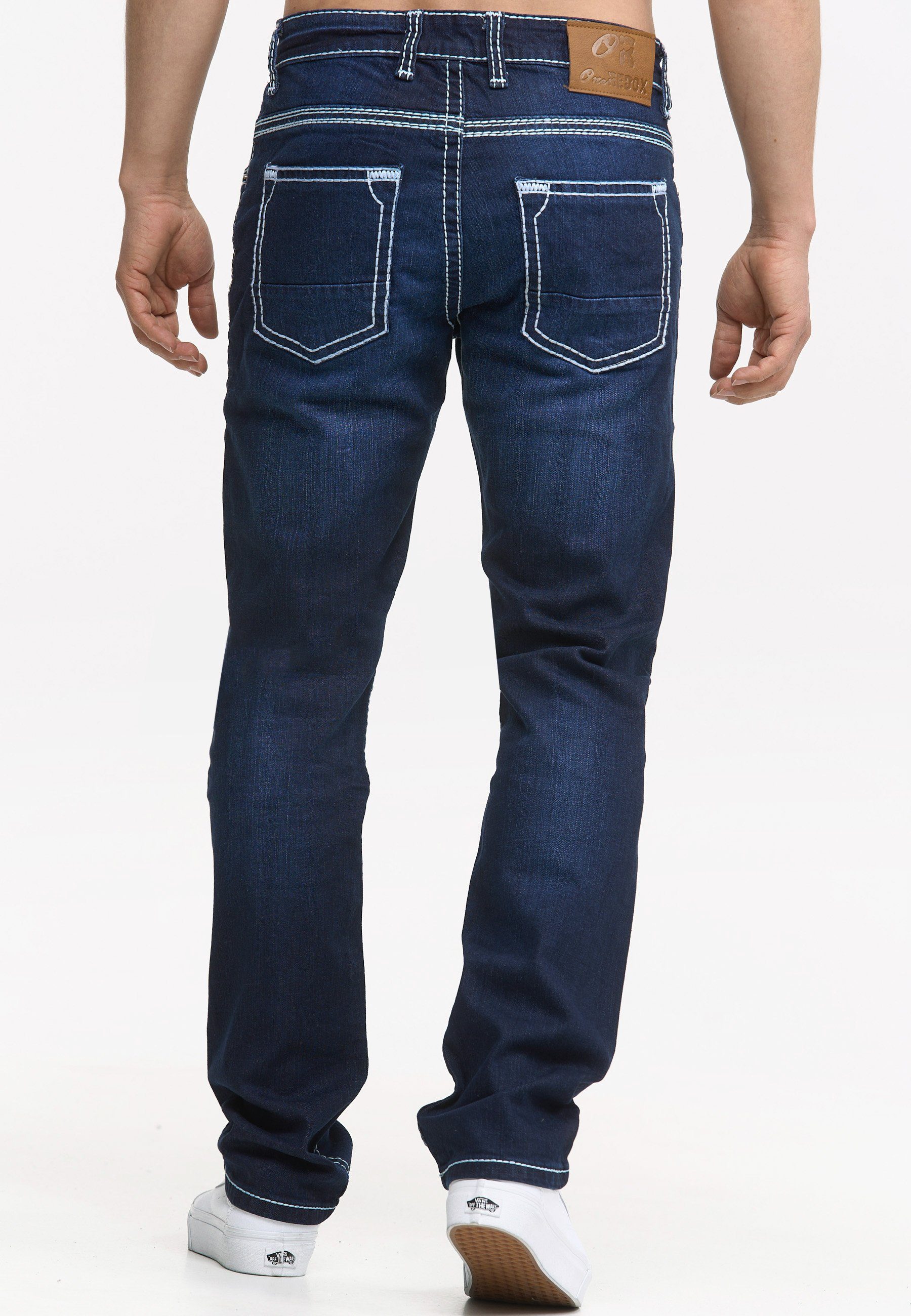 Code47 Regular-fit-Jeans Code47 Hose Five Pocket Bootcut Männer Herren Jeans Regular Fit Denim