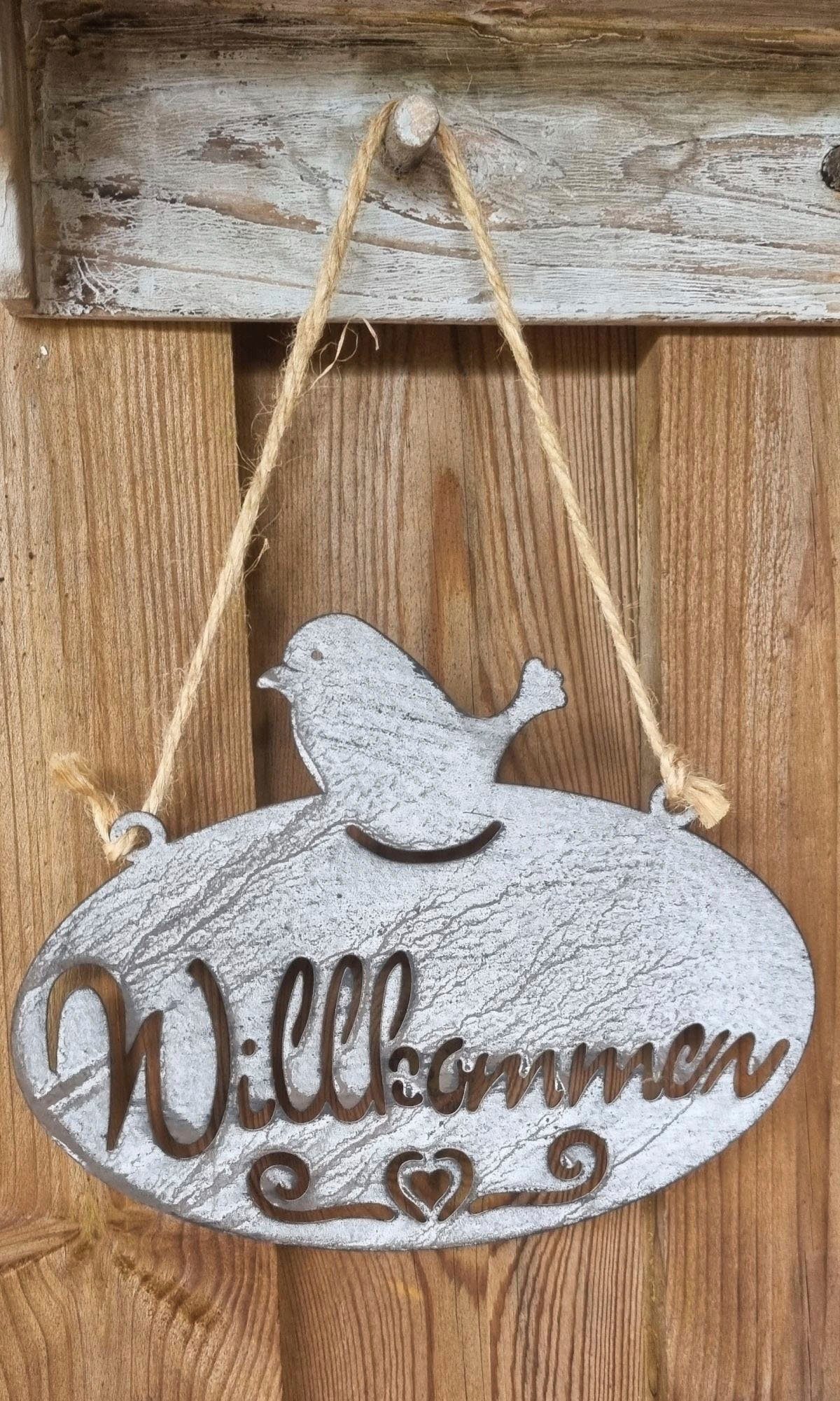 Ambiente Haus Gartenstecker Willkommen Schild mit Vogel (B) 20cm (1-St) günstig online kaufen