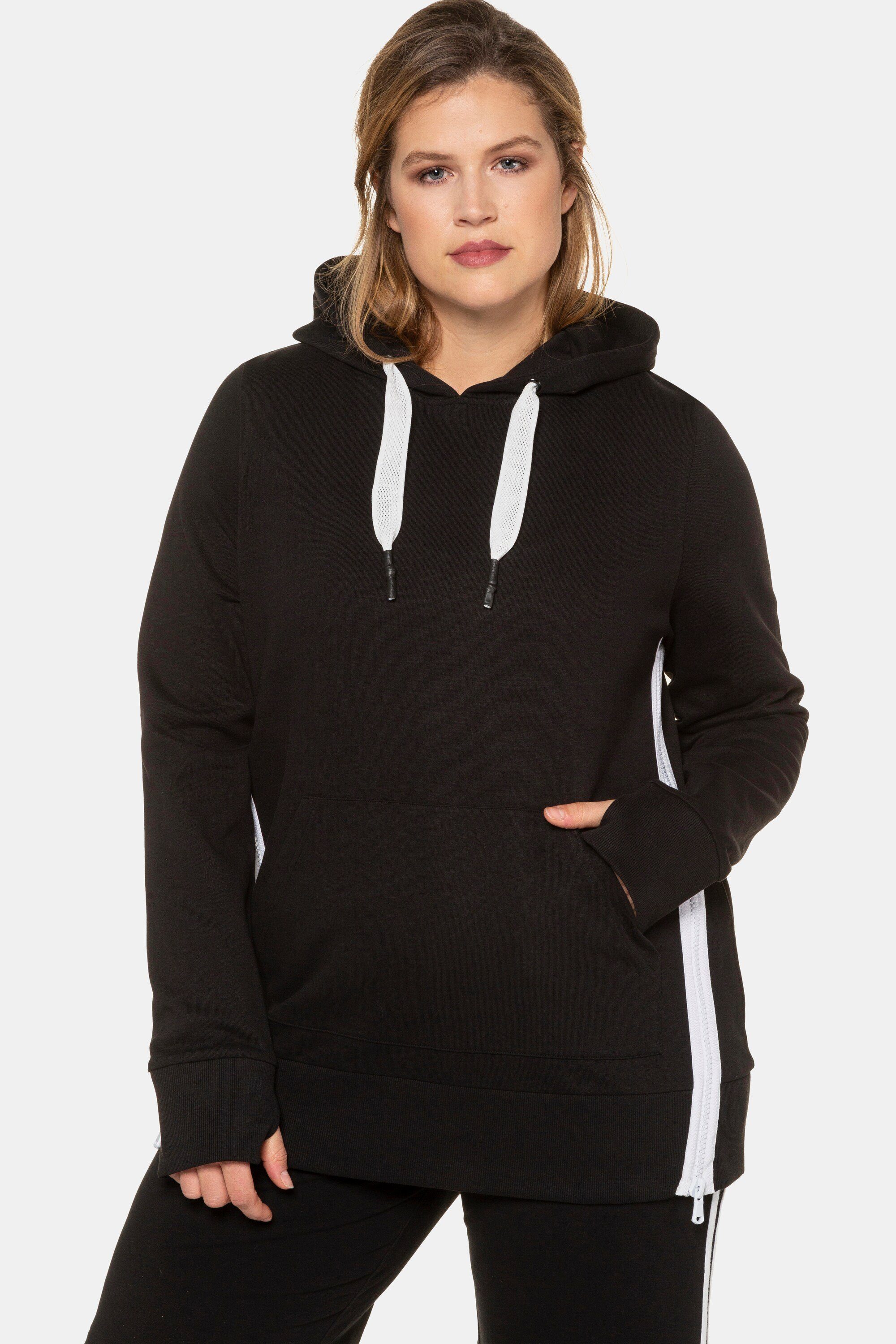 Ulla Popken Sweatshirt Sweatshirt seitliche Reißverschlüsse Kapuze