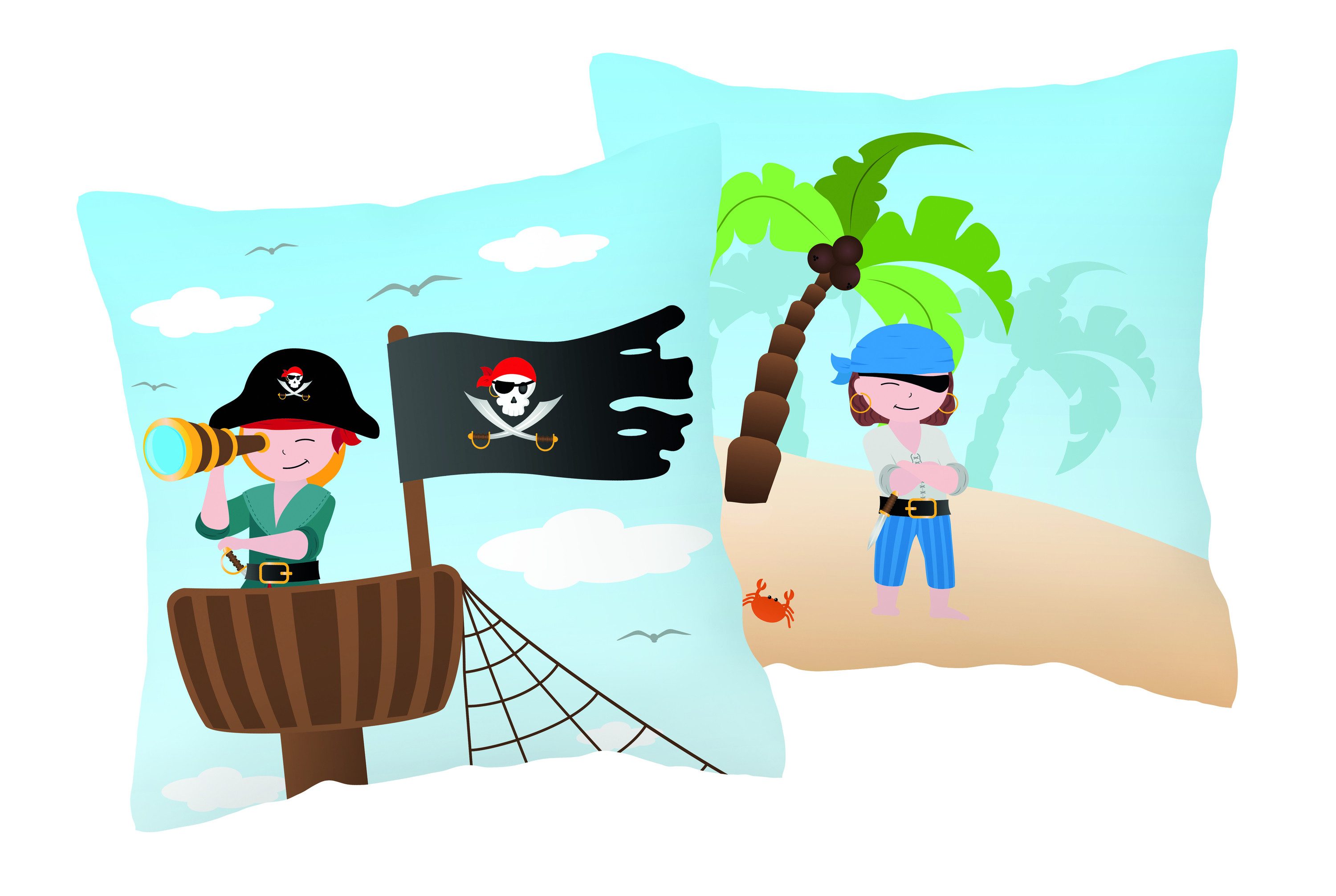 Ticaa Dekokissen Kinder Kissen-Set "Pirat Luan"