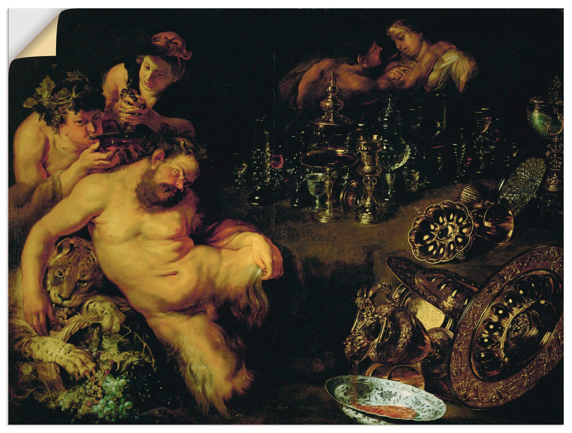 Artland Wandbild Trunkener schlafender Satyr, klassische Fantasie (1 St), als Leinwandbild, Wandaufkleber oder Poster in versch. Größen