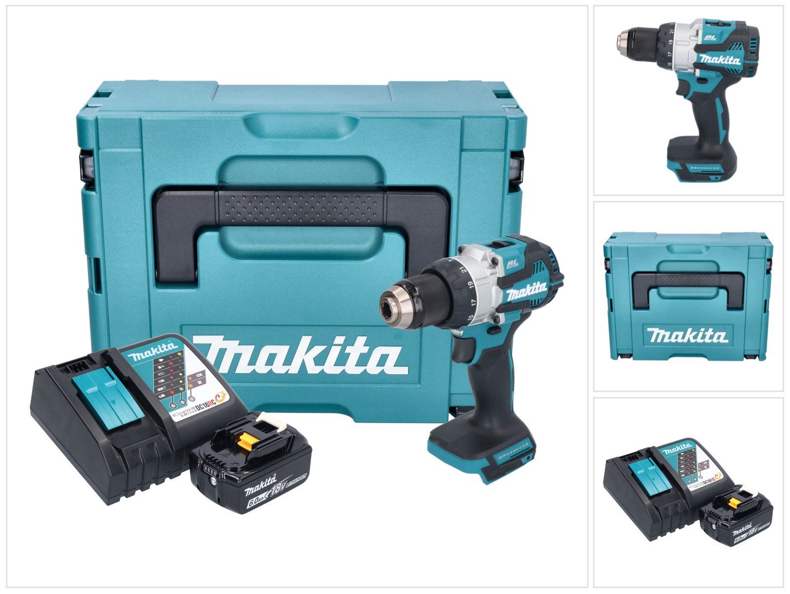 Makita Akku-Schlagbohrschrauber DHP 489 RG1J Akku Schlagbohrschrauber 18 V 73 Nm Brushless + 1x Akku