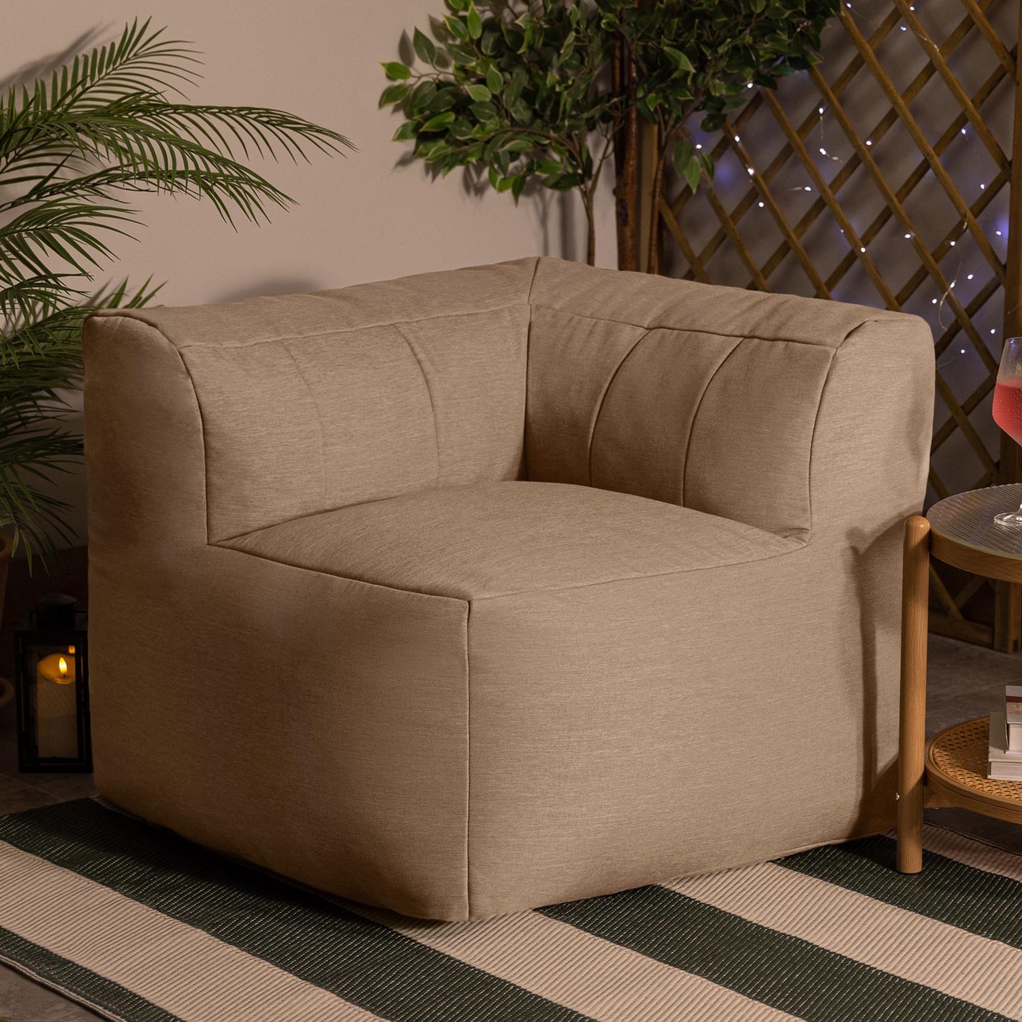 icon Sitzsack Modulares Ecksessel aus Olefin „ZEN“, Schaumstoff Füllung, für Wohnzimmer, für den Außenbereich, wetterfest