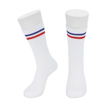 KIKI ABS-Socken Sportsocken, 4 Paar Soft Baumwollsocken 2 Stripes Retro Laufsocken
