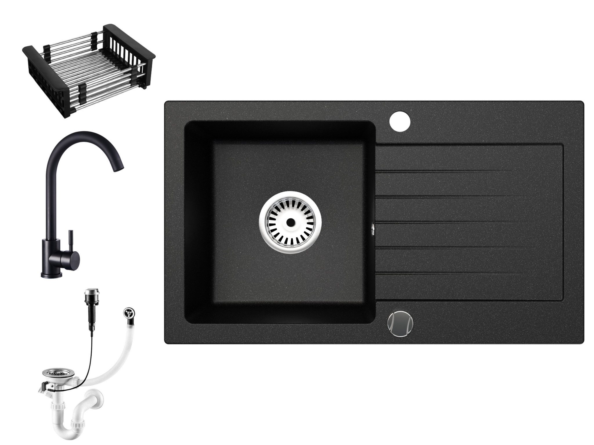 Faizee Möbel Granitspüle Granitspüle 75×43,5 cm, Spülkorb, Armatur wählbar, günstig online kaufen
