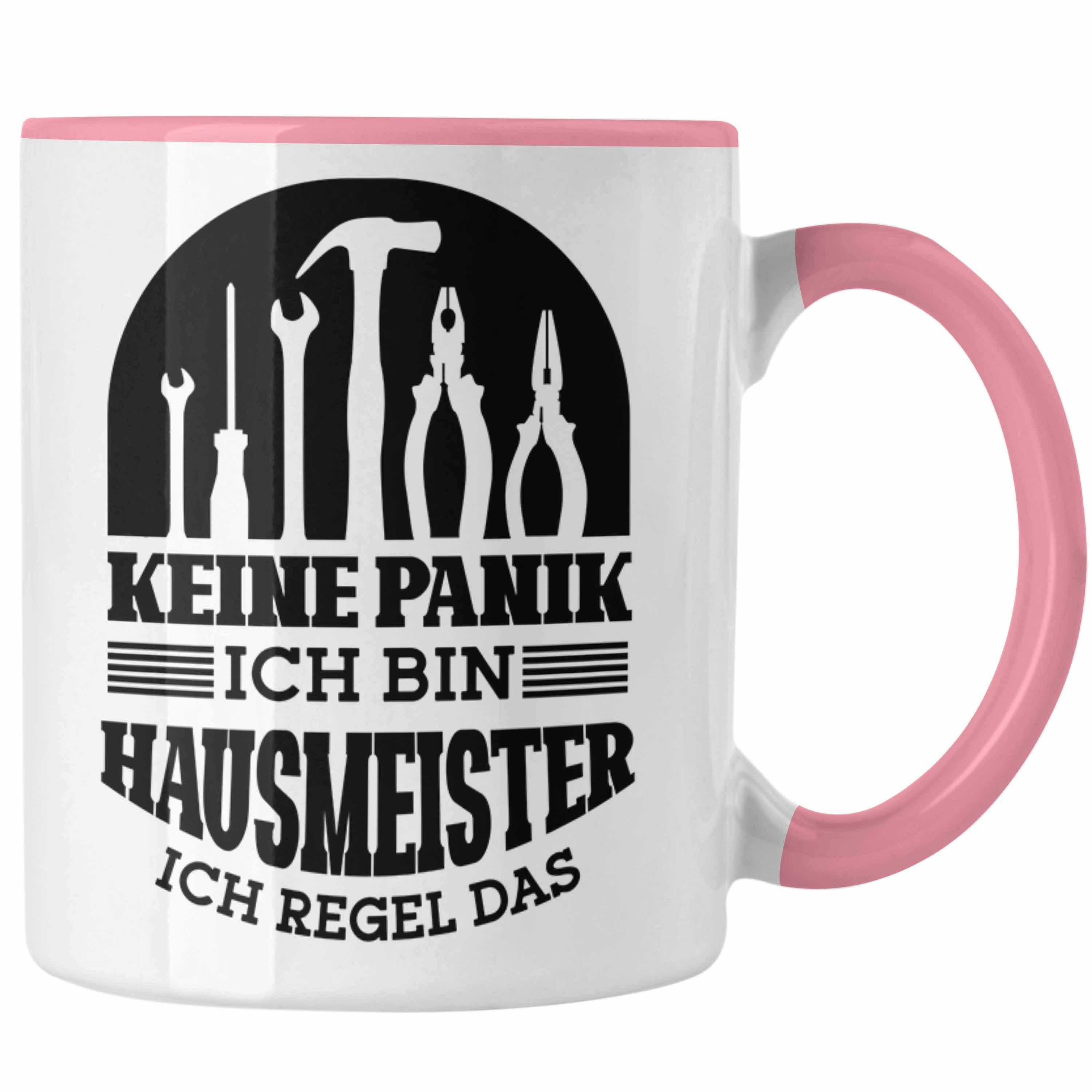 Trendation Tasse Lustiger Tasse Hausmeister Geschenk Geschenkidee Spruch Hausmeiste Rosa für