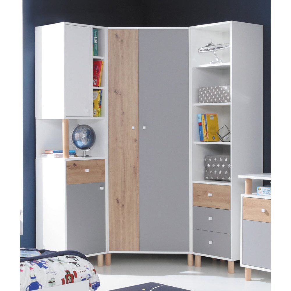 Lomadox Regal FAIRFAX-133, Regalschrank, in weiß mit Eiche und grau günstig online kaufen