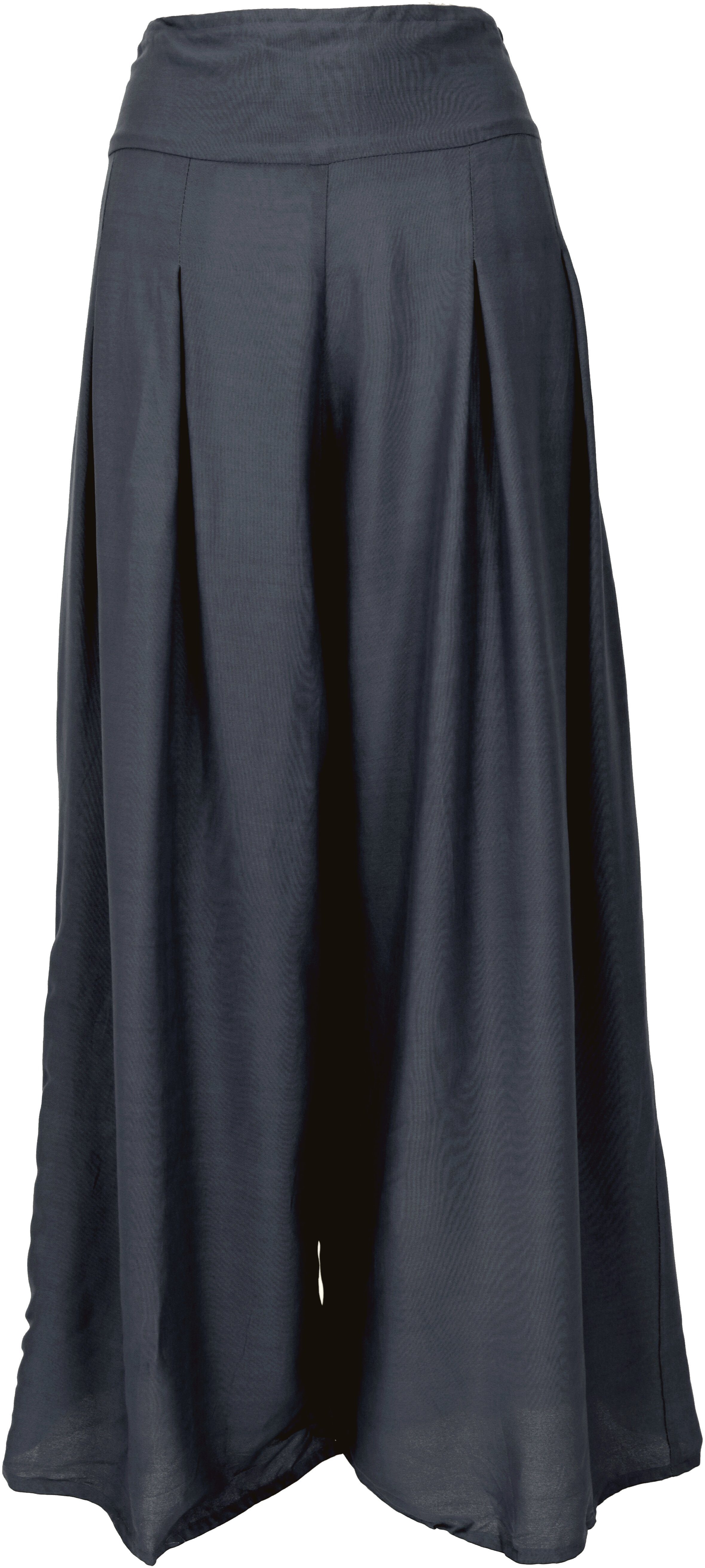 Guru-Shop Relaxhose Boho Hosenrock, weite Sommerhose - anthrazit Ethno Style, alternative Bekleidung