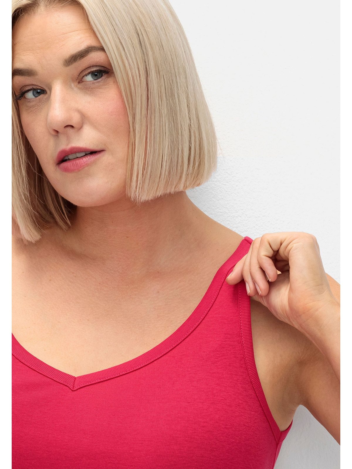Sheego Tanktop Große Größen fein gerippte Shirtware