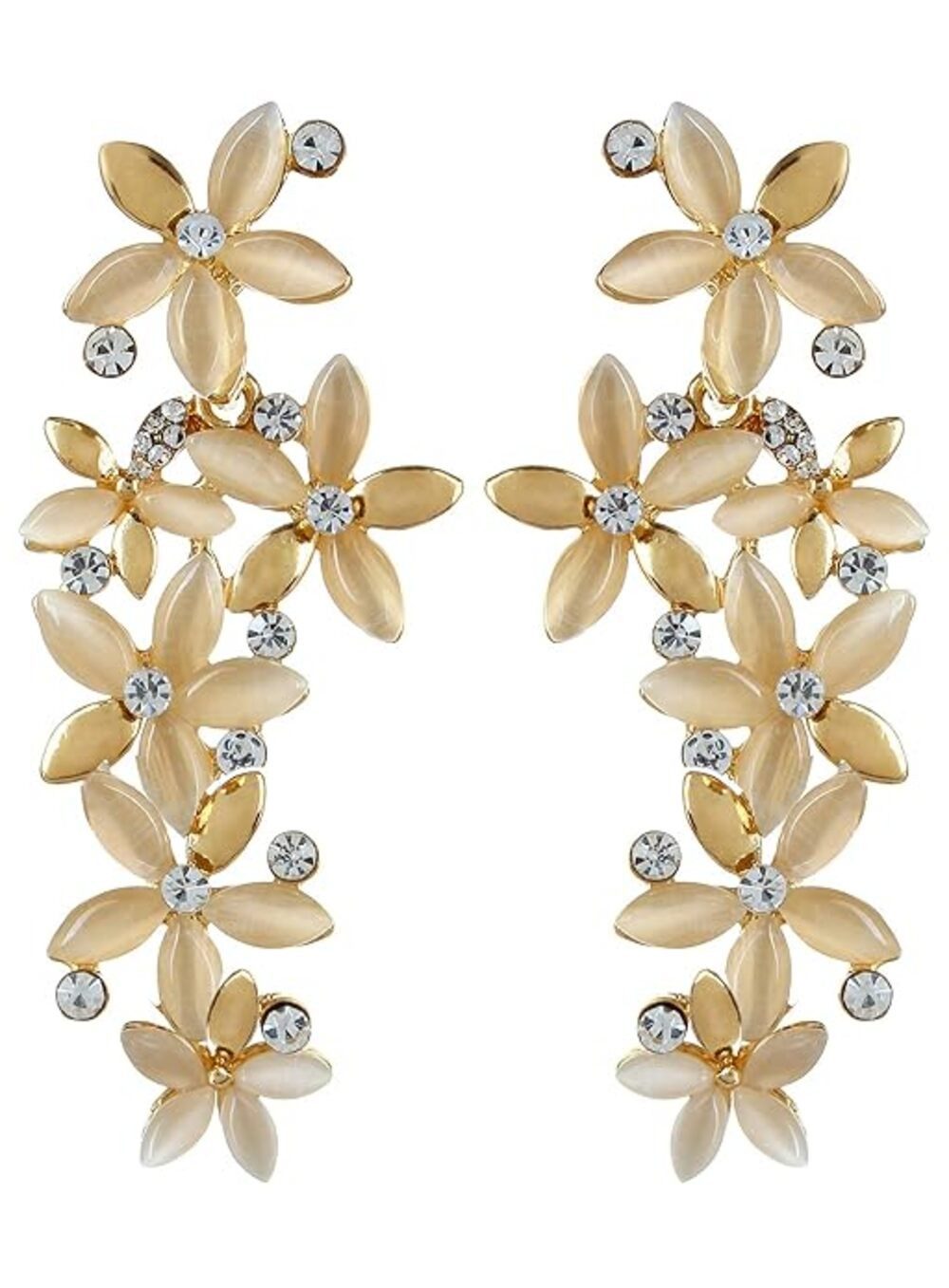 YouBella Ohrhänger-Set Mondstein-Kristall-Ohrringe Für Frauen & Mädchen (Inhalt der Packung: Paar Ohrringe x 1, Perfekt zum Verschenken bei Hochzeit & anderen besonderen Anlässen), Modischer Kunstschmuck