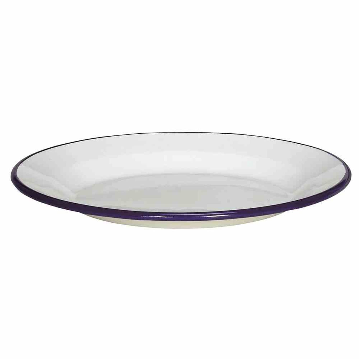 Karl Krüger Teller Teller flach "Husum" weiß 24 cm Emaillegeschirr