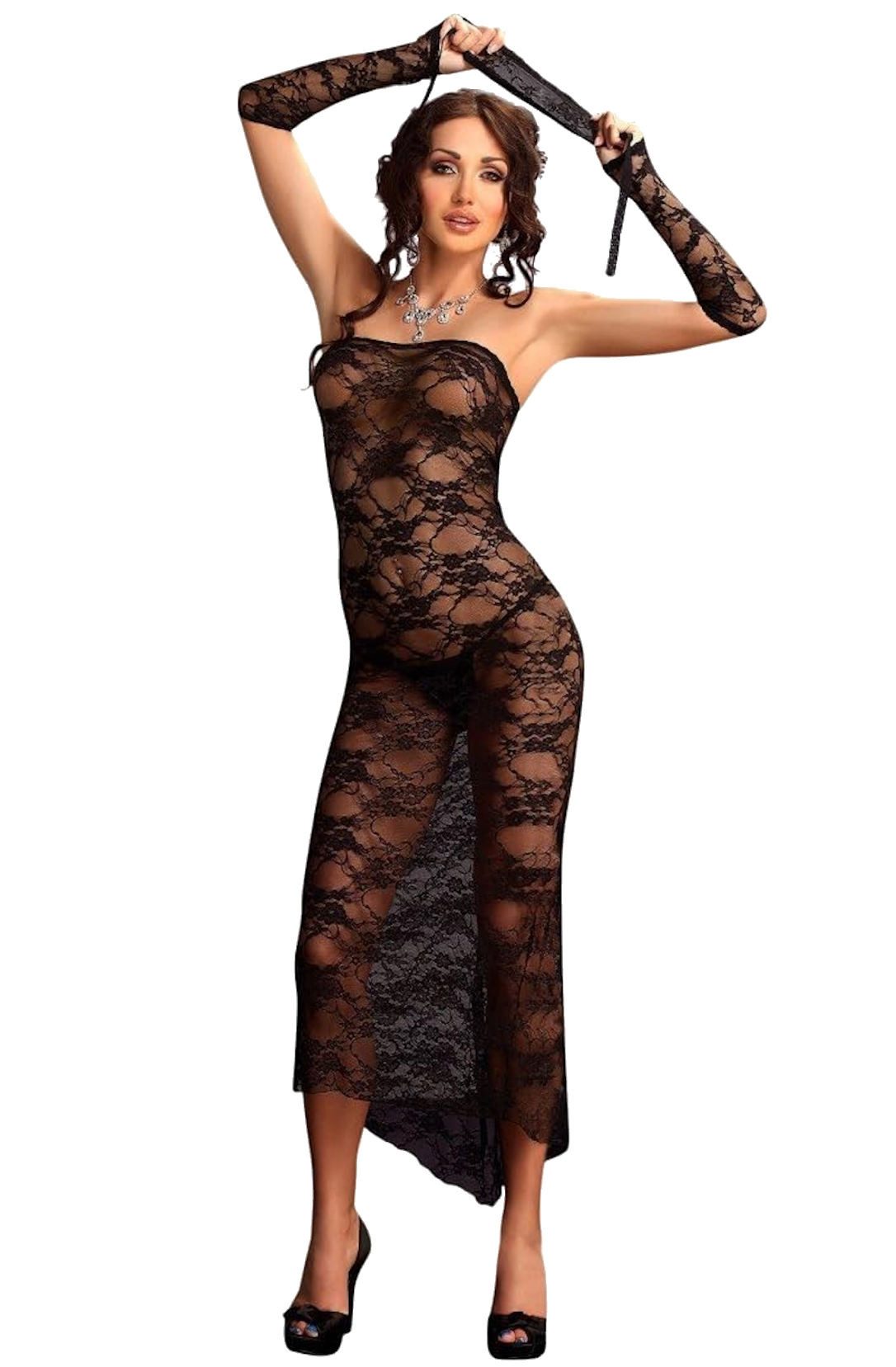 Negligé Braut Kleid Branca Chemise aus Spitze Negligee in weiß, schwarz