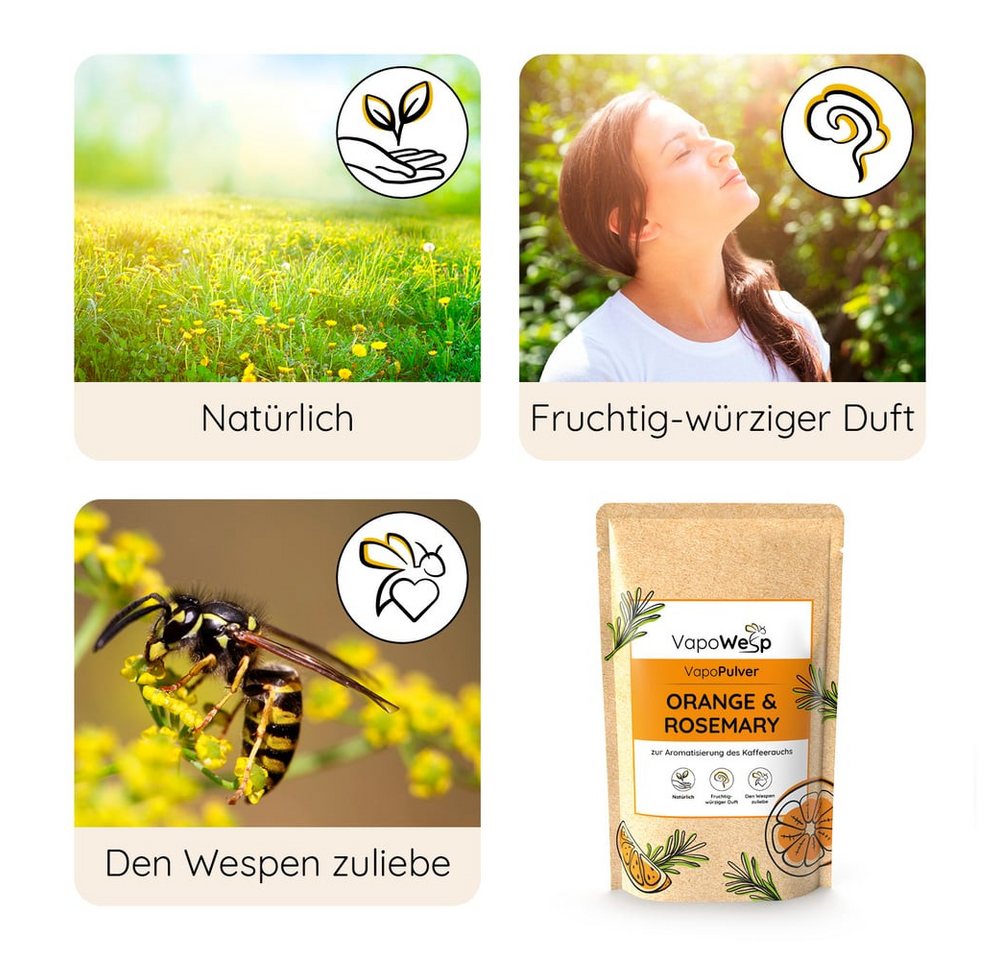 Thumbnail - VapoWesp Wespennestattrappe, VapoPulver verschiedene Sorten je 100g, Aromatischer Duft für die VapoWesp Räucherbox