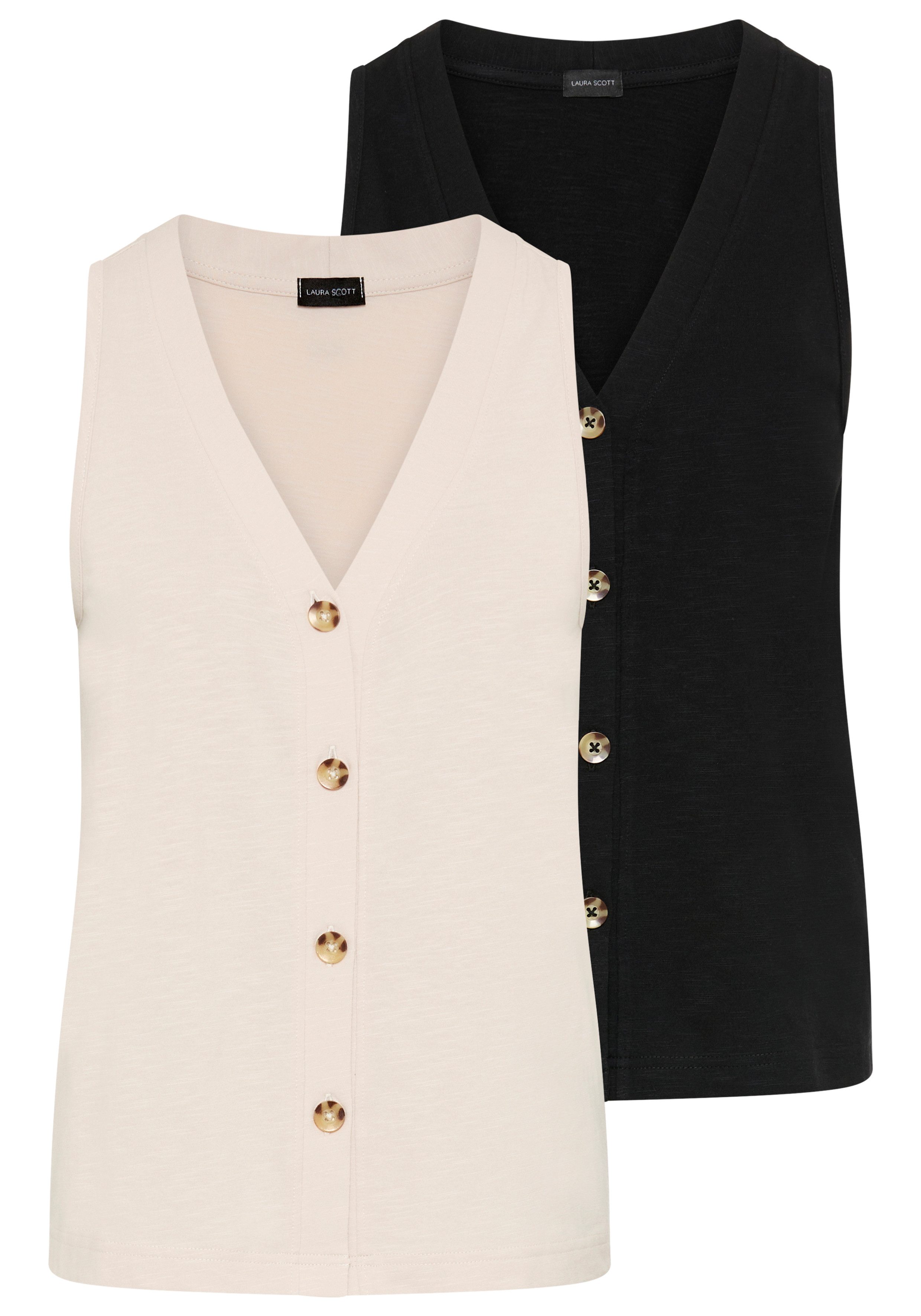 Laura Scott Tanktop (2er-Pack) mit modischer Knopfleiste