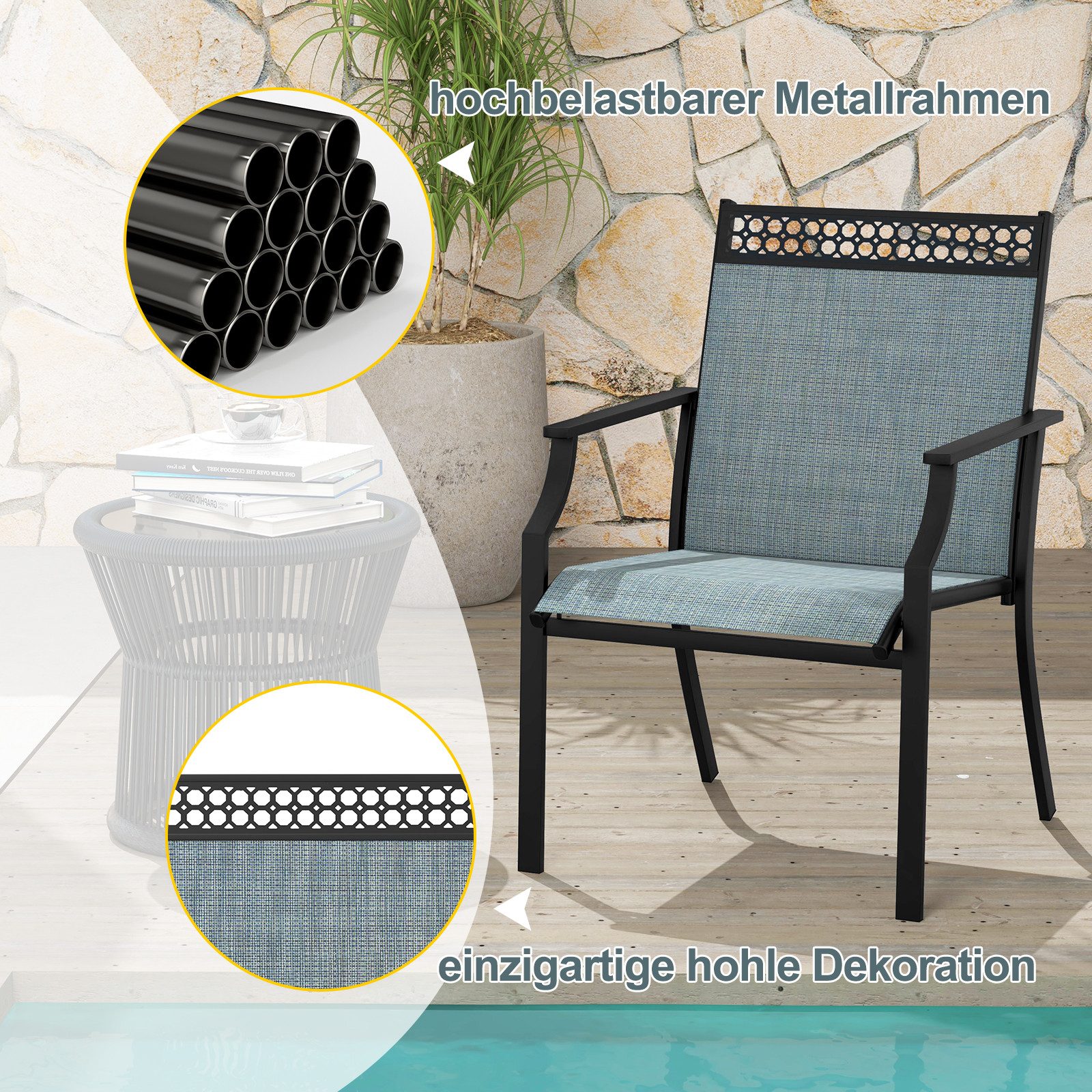 KOMFOTTEU Gartenstuhl (2er Set), Bistrostuhl aus günstig online kaufen