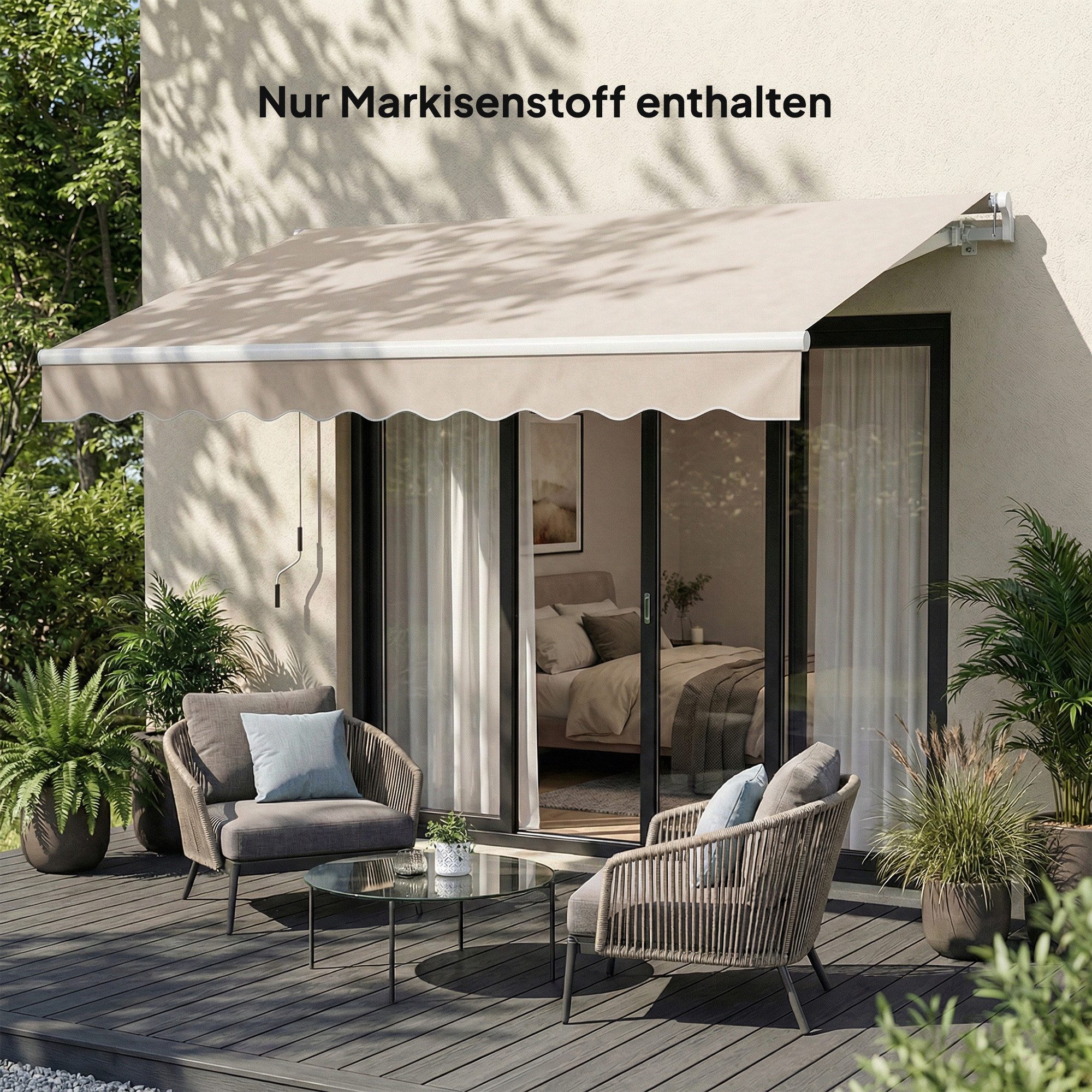 Outsunny Sonnensegel Ersatzstoff für Markise, (Markisentuch, 1-tlg., Markisestoff mit UV Schutz), 280g,m² Polyester, UPF 50+, wasserabweisend