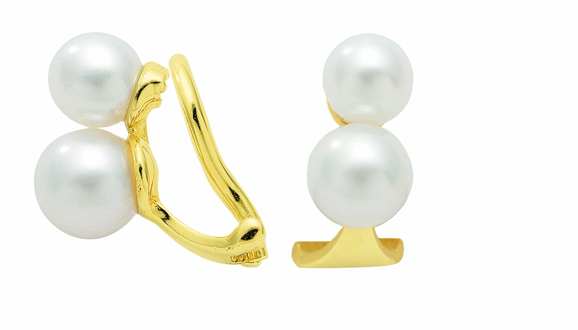 Adelia´s Paar Ohrclips Ohrclips Ohrringe 585 Gold (14K) mit Perle, Goldohrringe