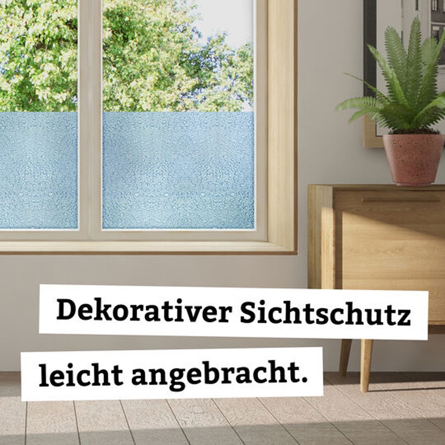 d-c-fix Fensterfolie Tropfen - selbstklebende Sichtschutzfolie Deko Folie für Fenster innen, Glatte Oberfläche, selbsthaftend, zuschneidbar und rückstandslos entfernbar