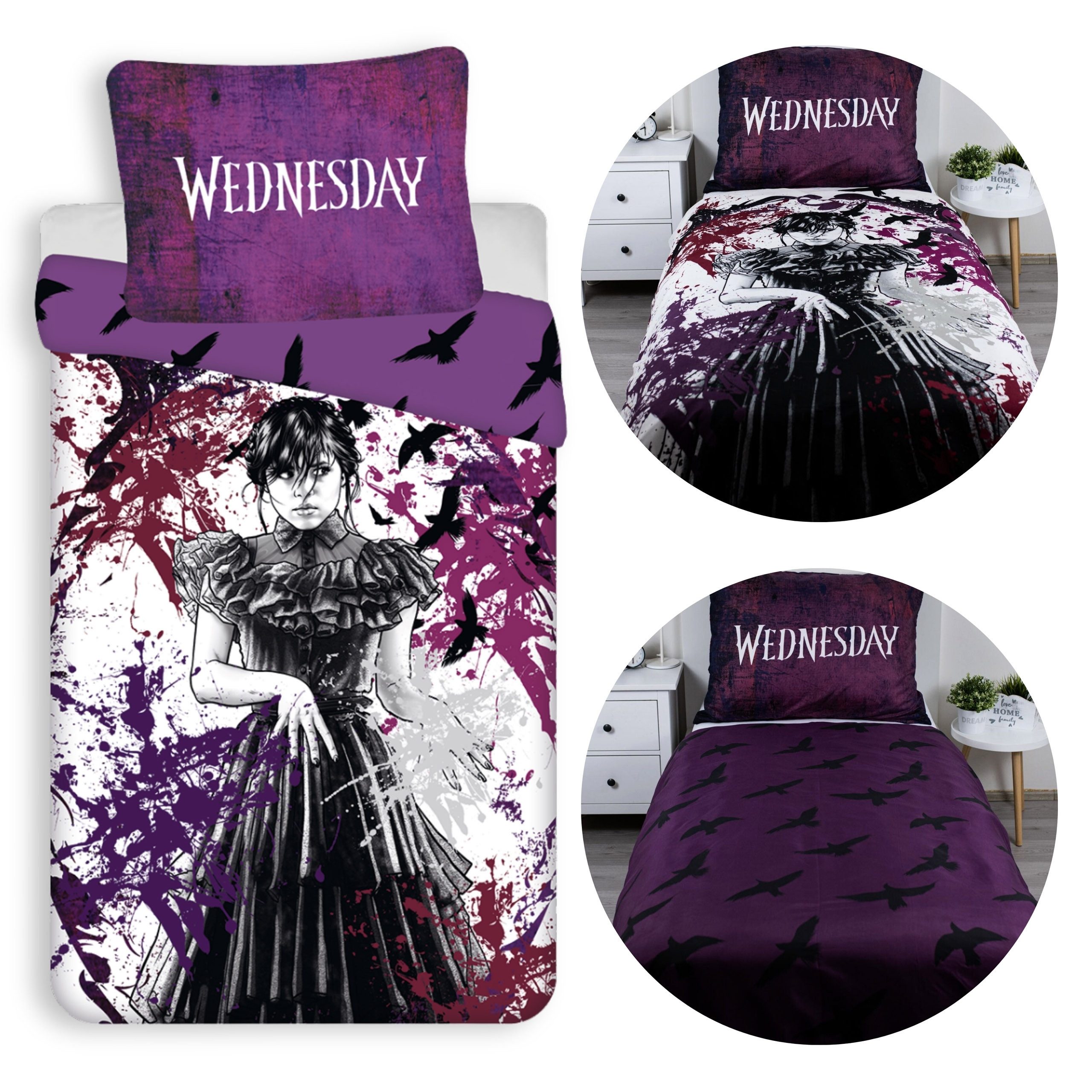 Wednesday Bettwäsche Wednesday Violette Bettwäsche mit Reißverschluss 140×200 + 70×90cm
