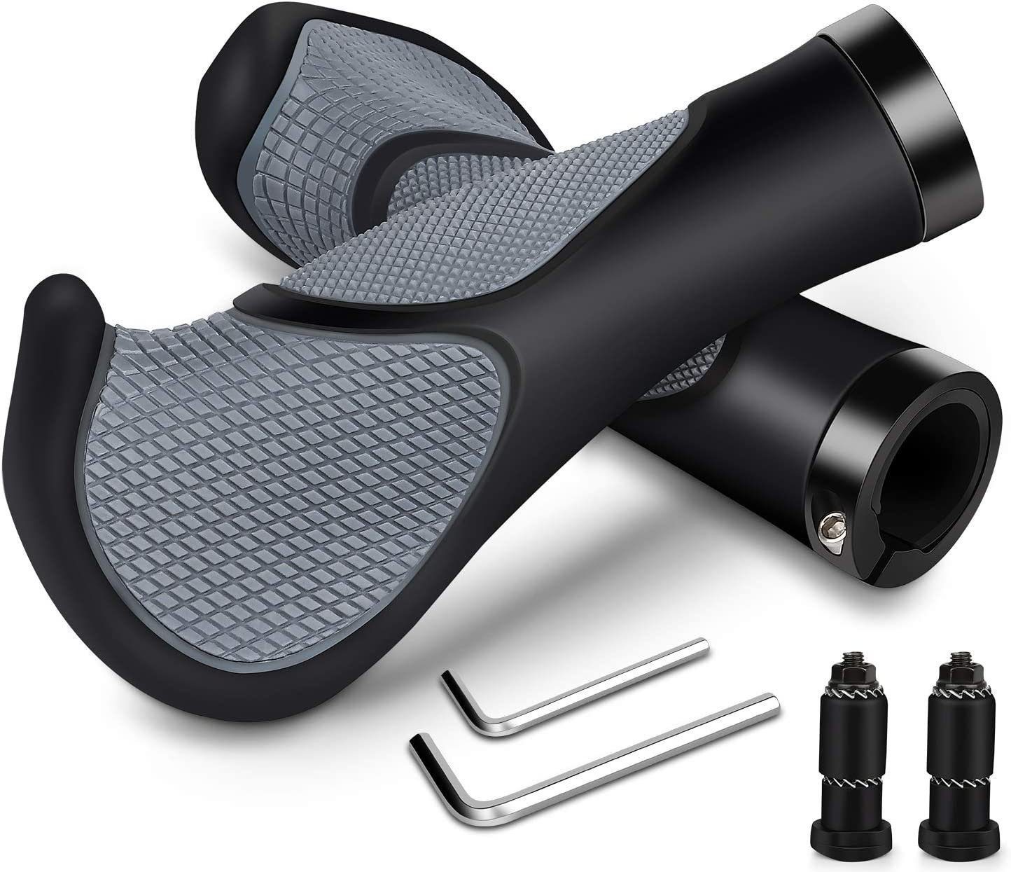 Refined Living Fahrradlenkergriff Fahrradgriffe ergonomisch Fahrrad Lenker Griffe mit Bar Ends,1 Paar (rutschfest & einfach zu montieren, für MTB & BMX, 1-St., Zwei Seiten Lock-On Design aus rutschfestem Gummi), Geeignet für Fahrräder,Mountainbikes,Scoote
