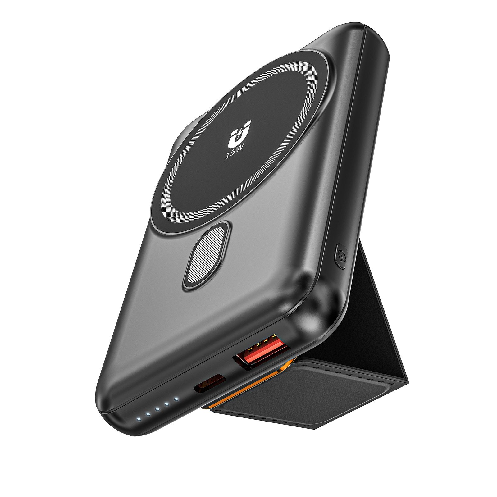 Pdgrid 10000mAh 15W Ultra dünn & leicht Tragbares Magnetische Ladegerät Powerbank Schnellladung; mit Halterung 10000 mAh, Typ-C + USB-C-Dualschnittstelle