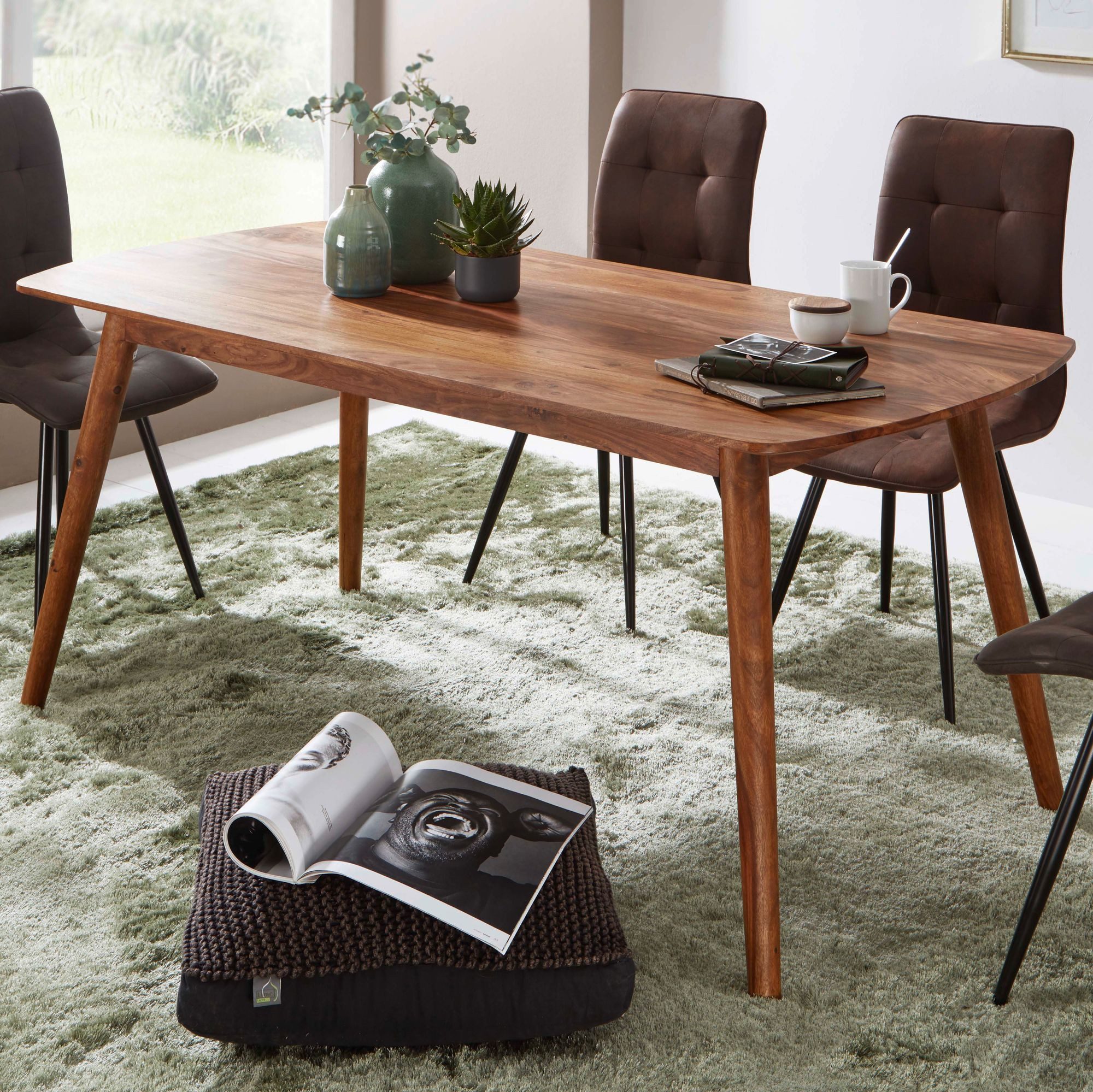 furnicato Esstisch Esszimmertisch Holz Massivholz, Walnuss günstig online kaufen