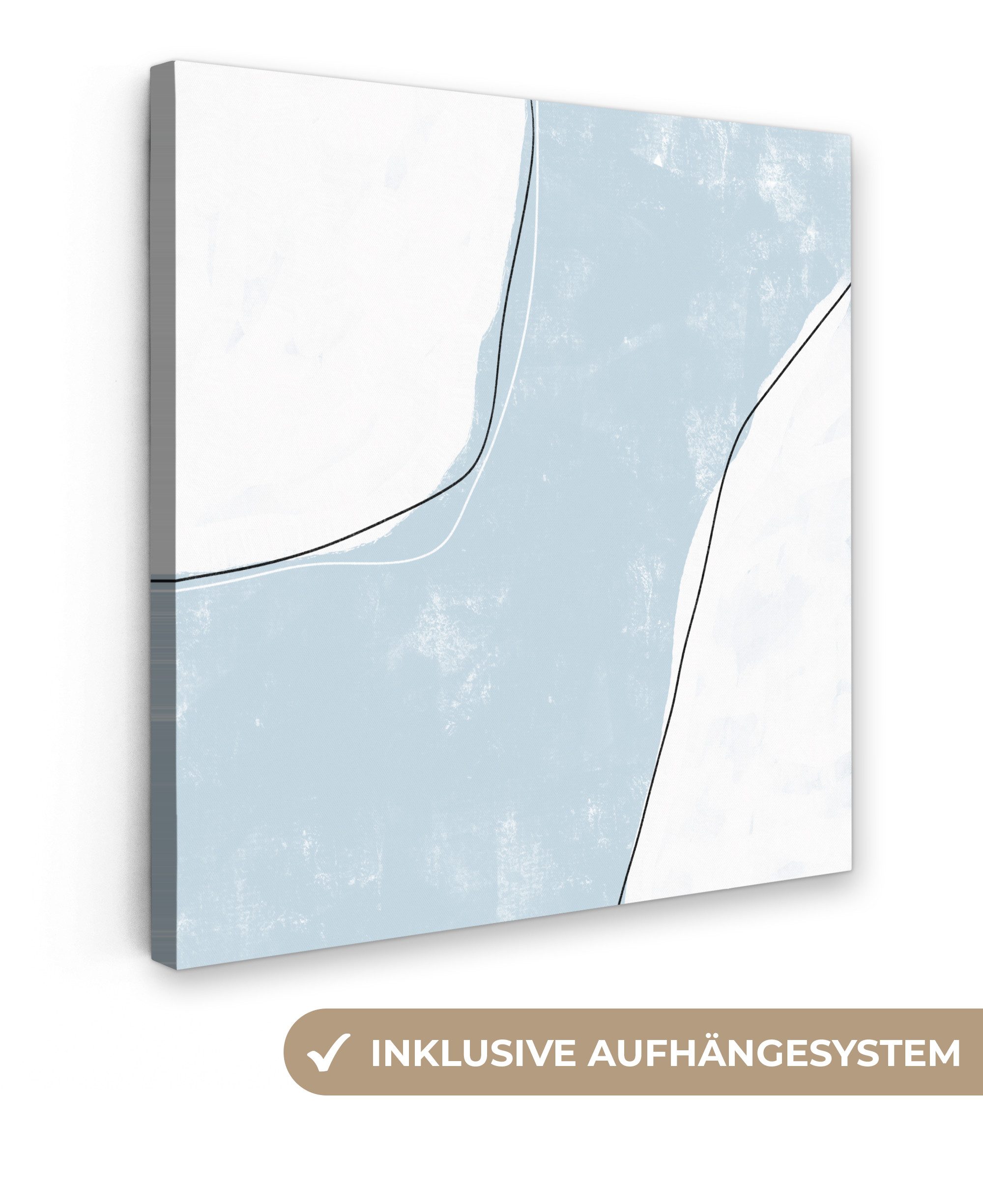 OneMillionCanvasses® Leinwandbild Blau - Minimalismus - Abstrakt, Fotodruck (1 St), Wandbild, Deko Schlafzimmer Wohnzimmer Flur 20x20 cm