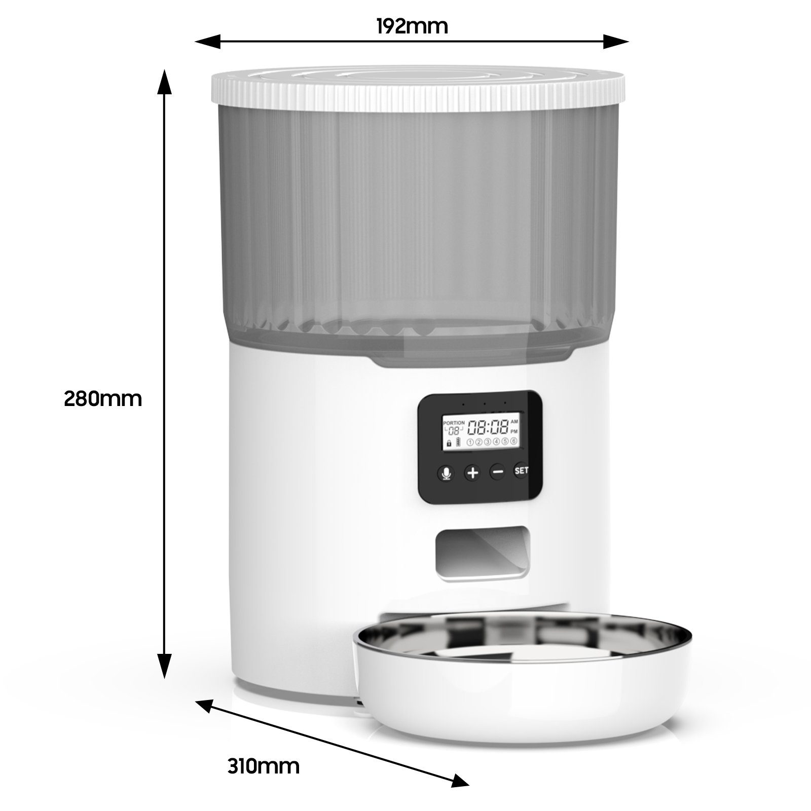 Aoucheni Futterautomat Futterautomat für Haustiere, 4L, LCD, 6 Mahlzeiten/Tag, 4 Liter