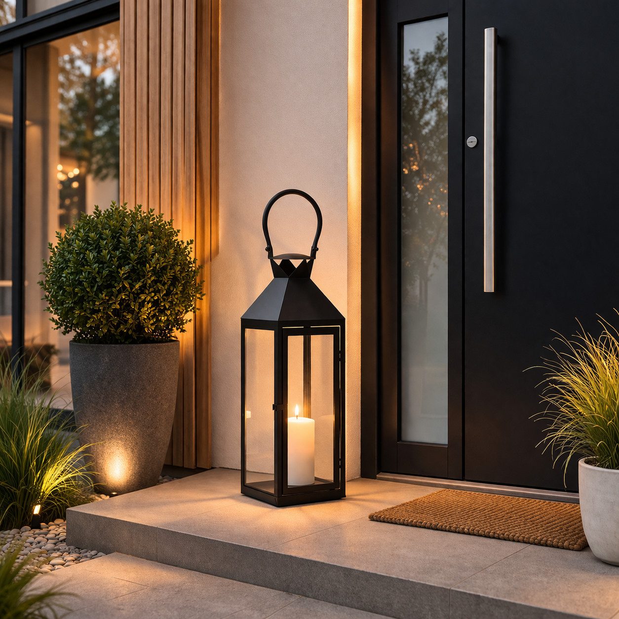 Mojawo Laterne XXL Garten - Laterne Windlicht Schwarz Metall 54cm