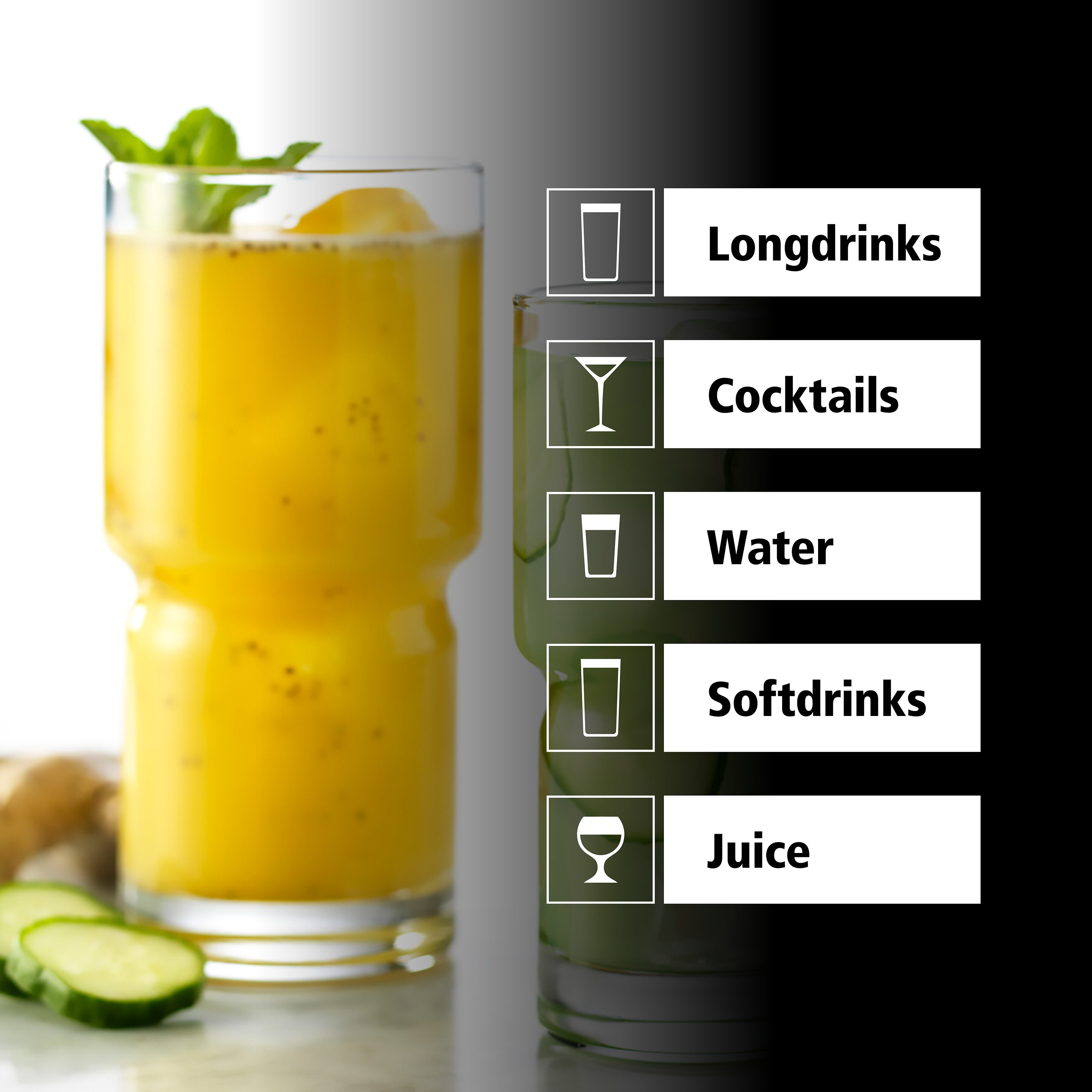 LIBBEY Gläser-Set Cooler Glas -NEWTON- 592 ml, Ø: 8 cm, H: 16,5 cm, 12er Set, 12-tlg., Glas, hochwertig verarbeitet, im modernen Design