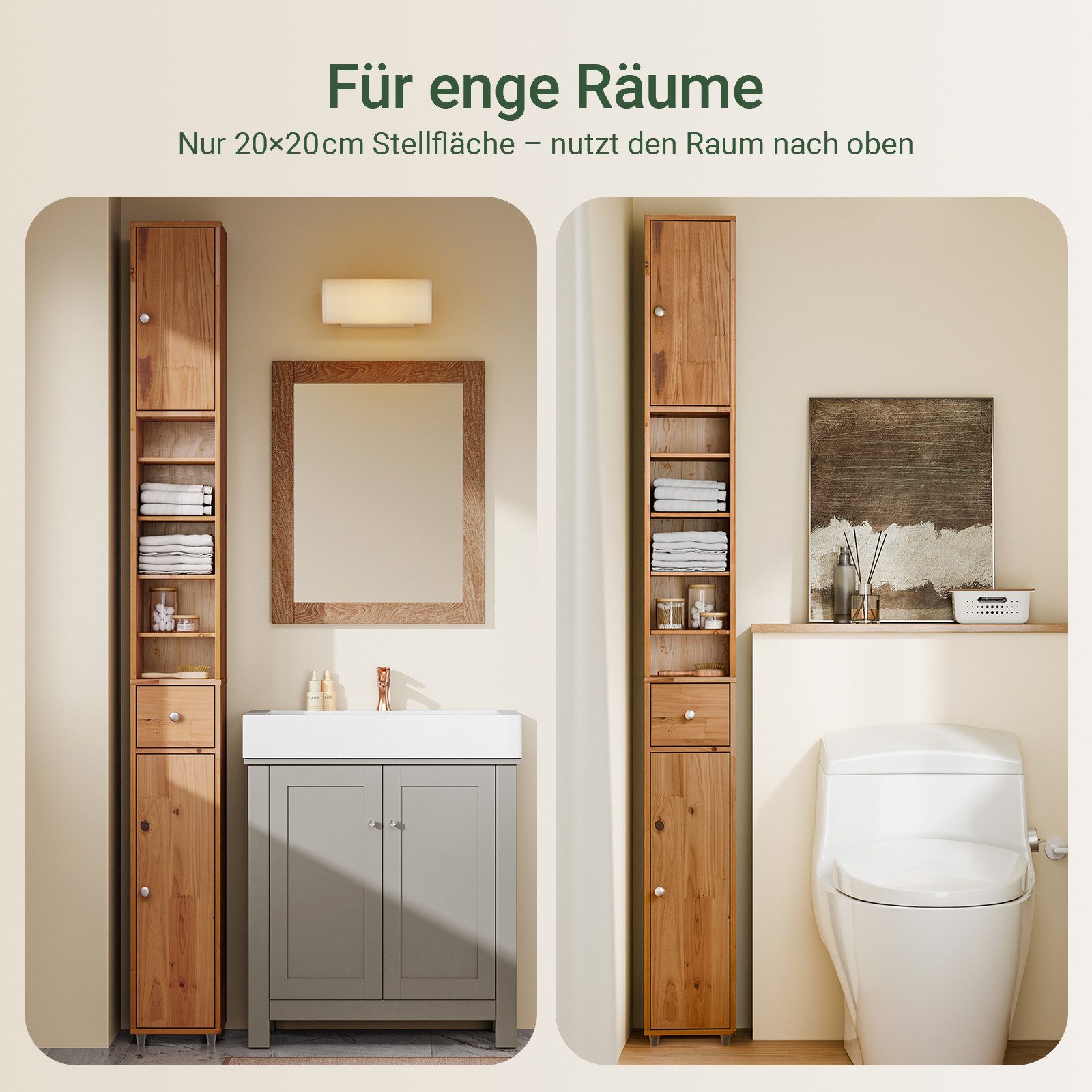 SoBuy Hochschrank BZR34, Badschrank schmal, Badezimmermöbel, Wasserabweisen günstig online kaufen