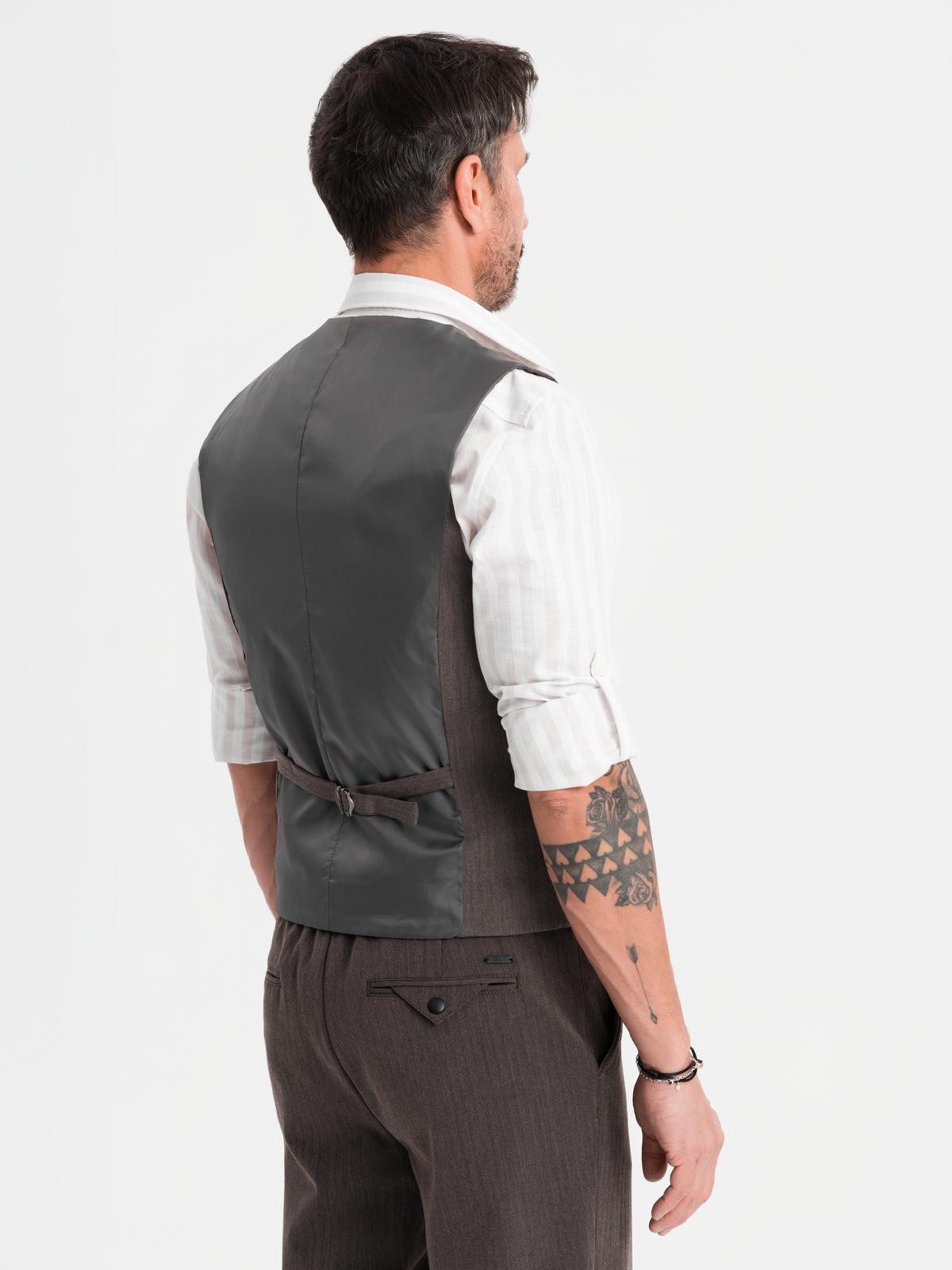 OMBRE Anzugweste Elegante Herren-Weste mit Fischgrätmuster SLIM FIT
