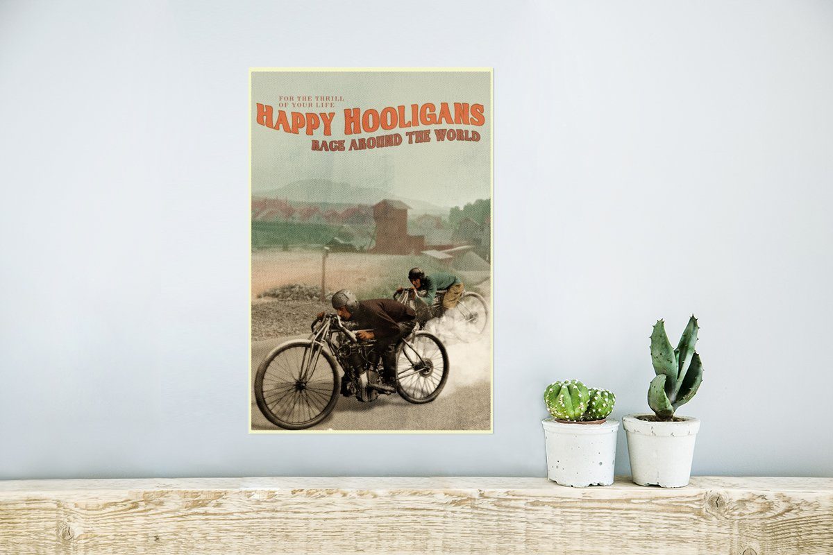 MuchoWow Poster Mancave - St), für Rahmen Zitat, Ohne - Wohnzimmer, Motorrad Wandposter Poster, Vintage - Wandbild, (1