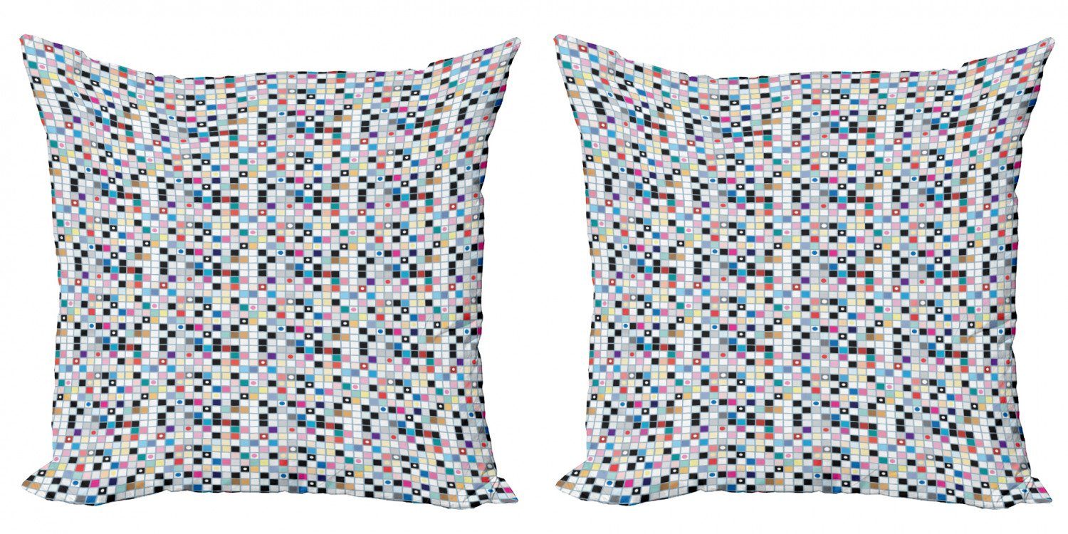 Kissenbezüge Accent (2 Abakuhaus Bunte Doppelseitiger Modern Stück), Digitaldruck, Form-Muster Gitter