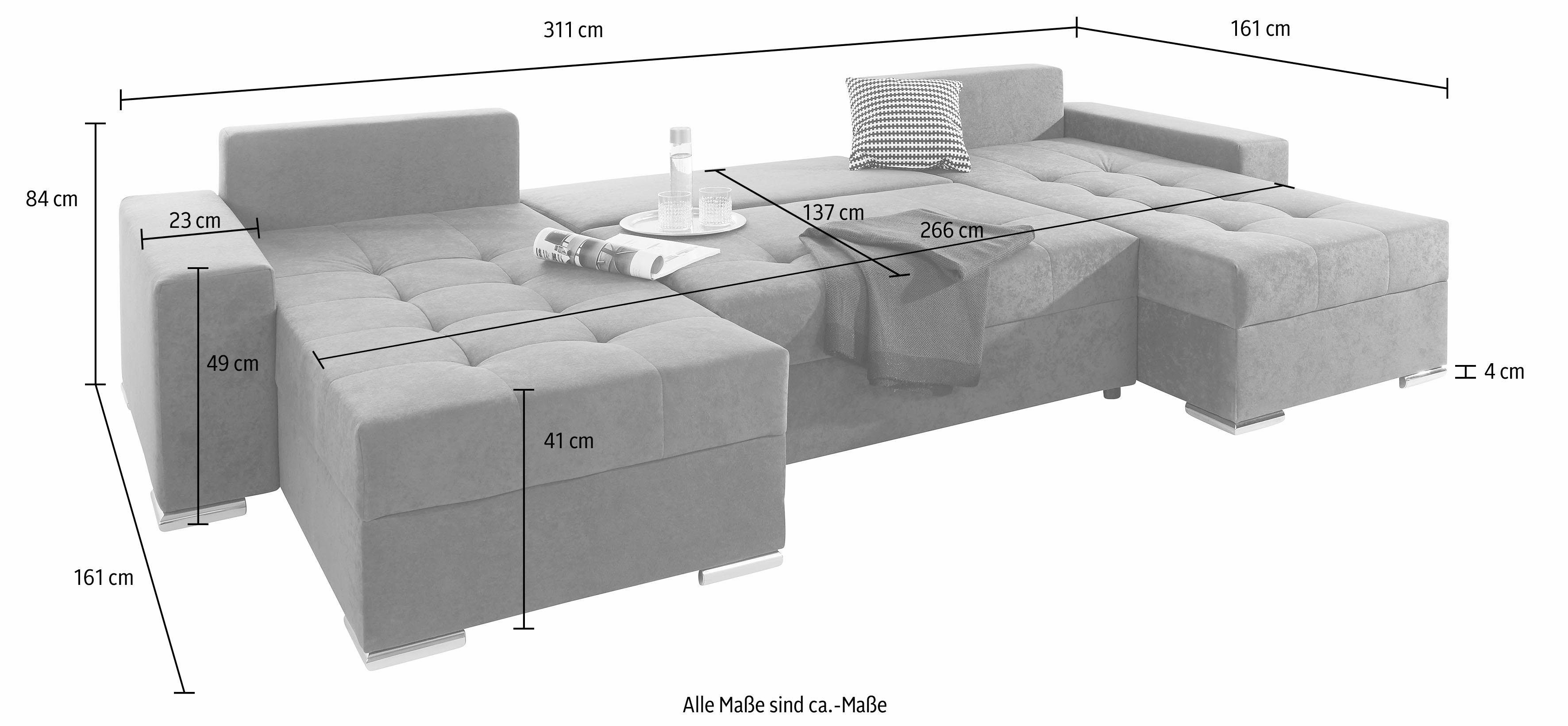 9. Bild von COLLECTION AB Wohnlandschaft, mit 2 XL-Recamieren, Bettfunktion und Bettkasten und lose Zierkissen