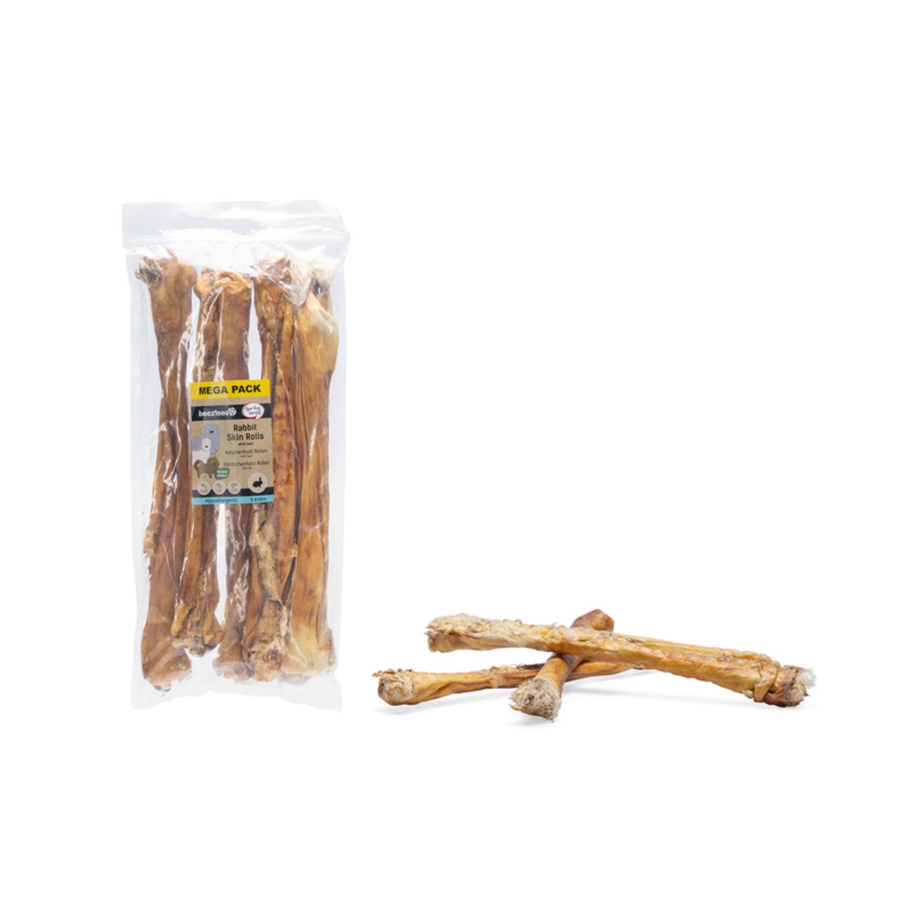 Beeztees Kaninchenhautrolle Fell im Vorteilspack, für: Hunde, Zwergkaninchen