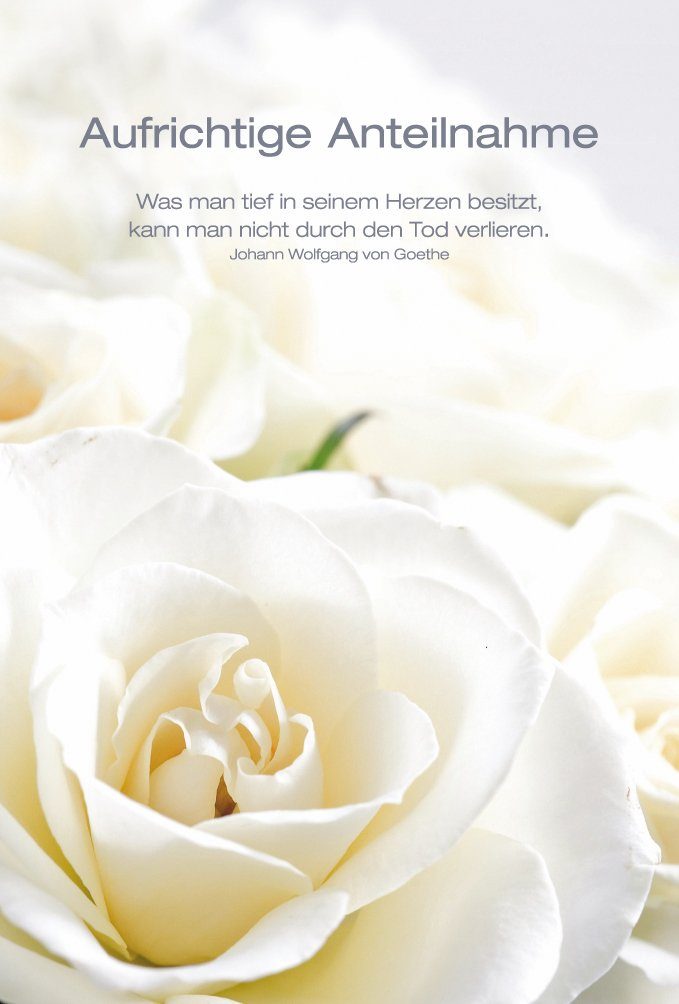 Grußkarten, Trauerkarte mit Goethe Zitat / Rosen, mit Umschlag