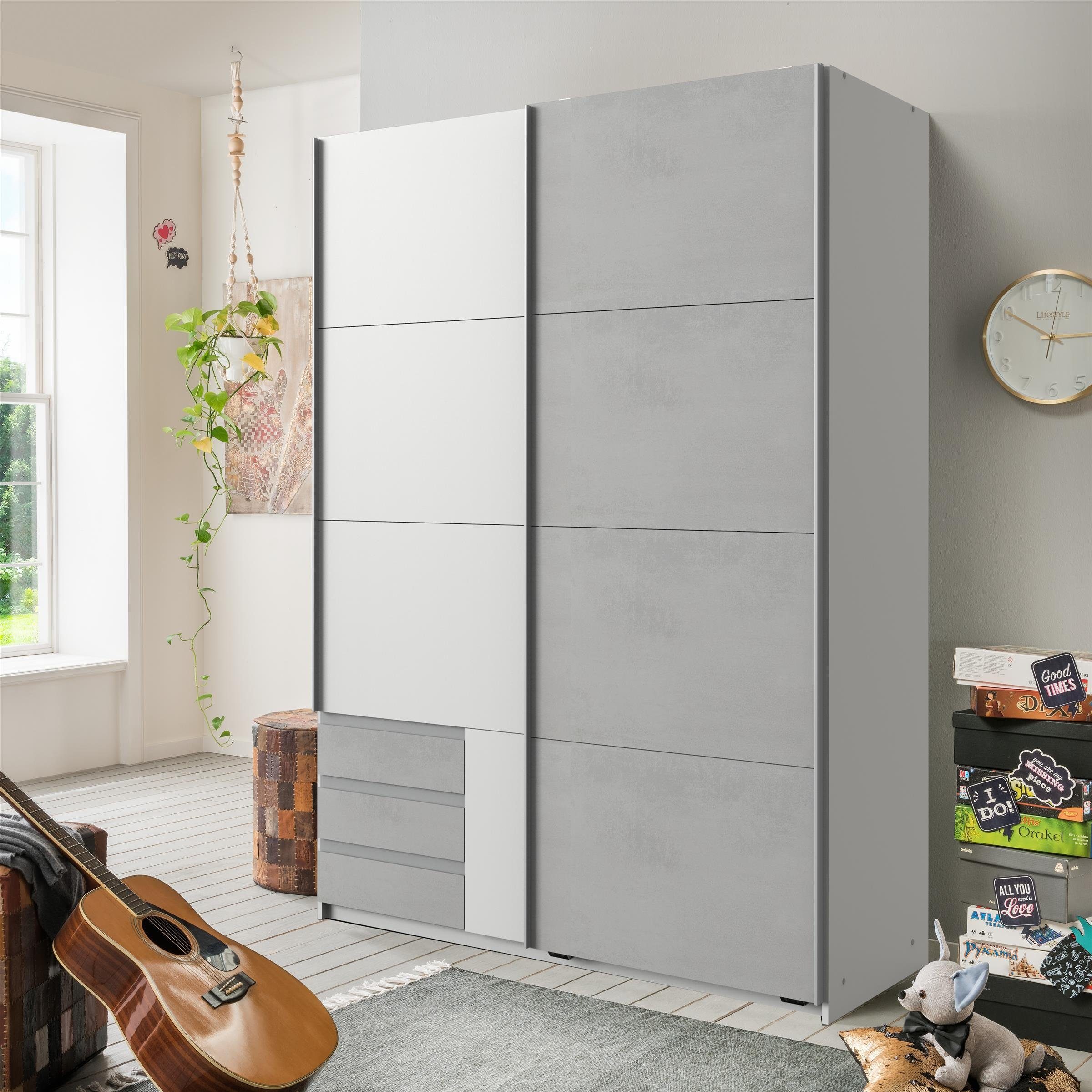 möbelando Schwebetürenschrank Eugenio 135 x 198 x 64 cm (B/H/T)