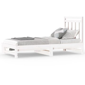 furnicato Bett Tagesbett Ausziehbar Weiß 2x(90x190) cm Massivholz Kiefer